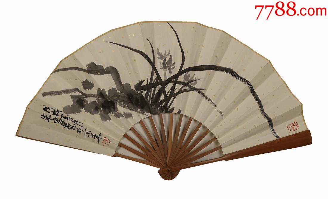 中美协会员朱勇扇面专场兰花折扇