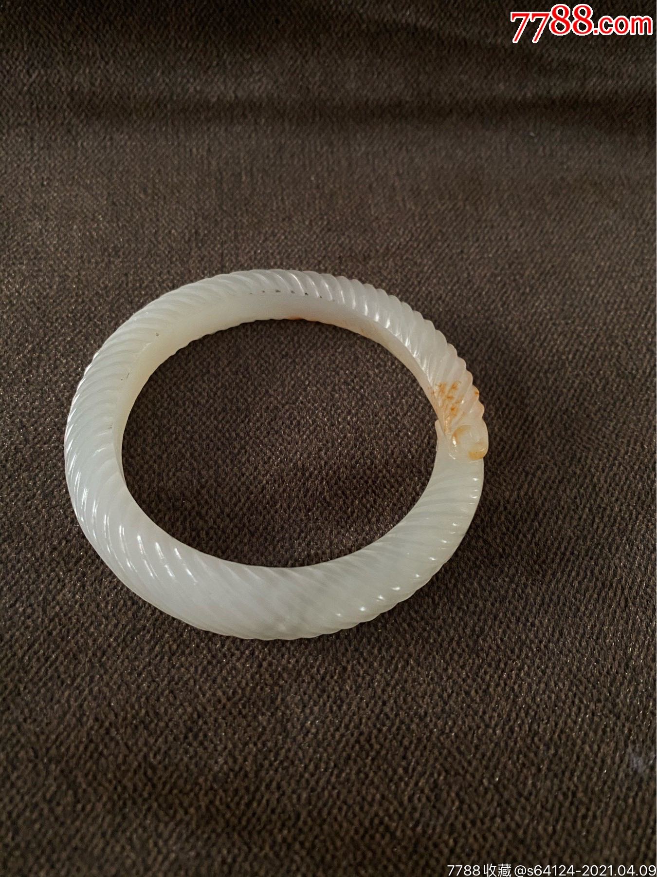 和田雕龙角丝纹手镯