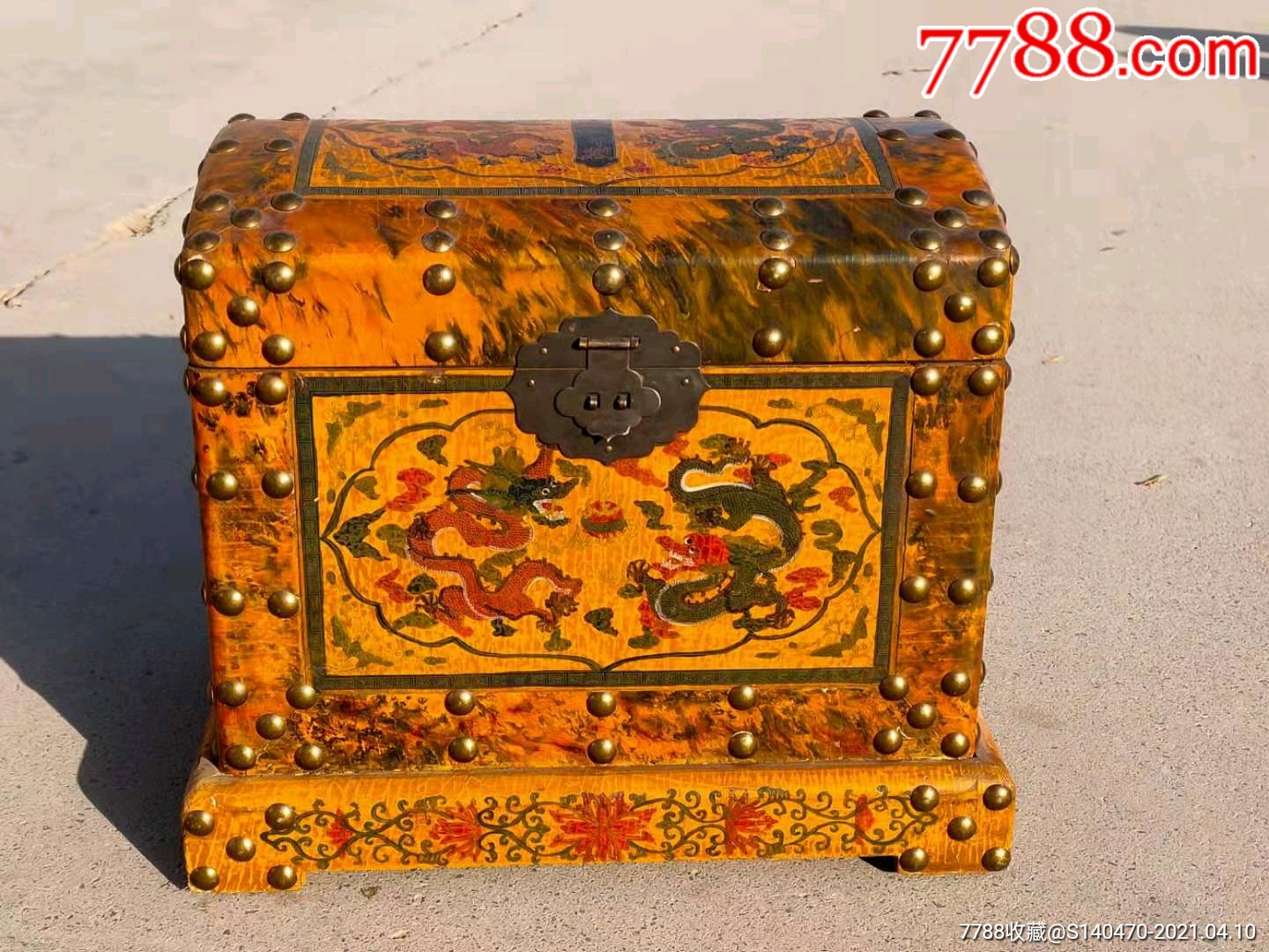 清代牛皮官箱老箱子老家具