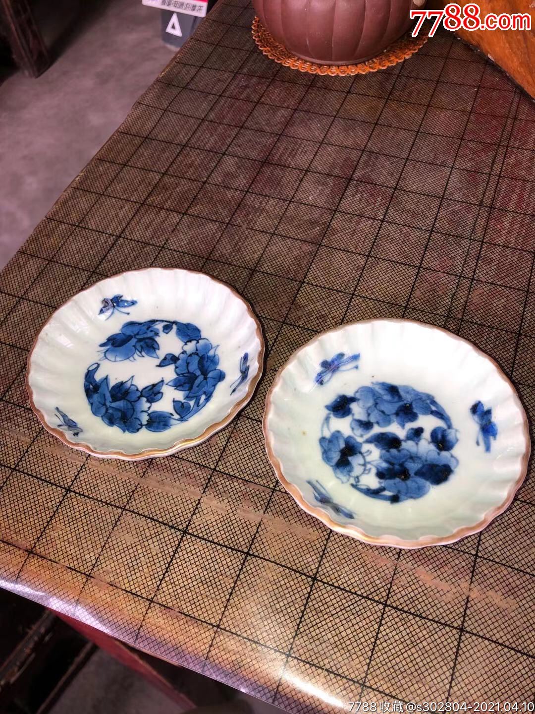 晚清青花小茶托