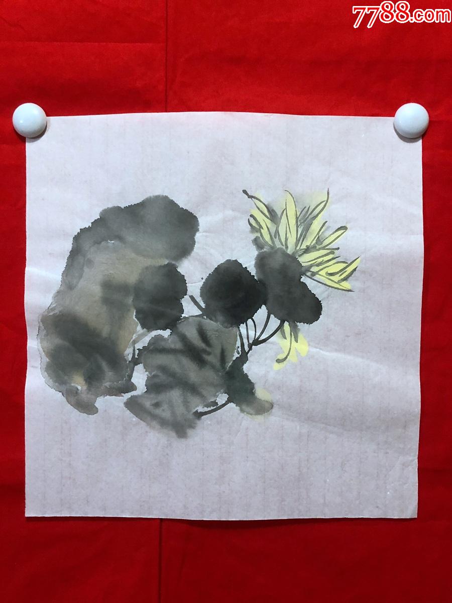 书画11891无款花鸟画菊石图