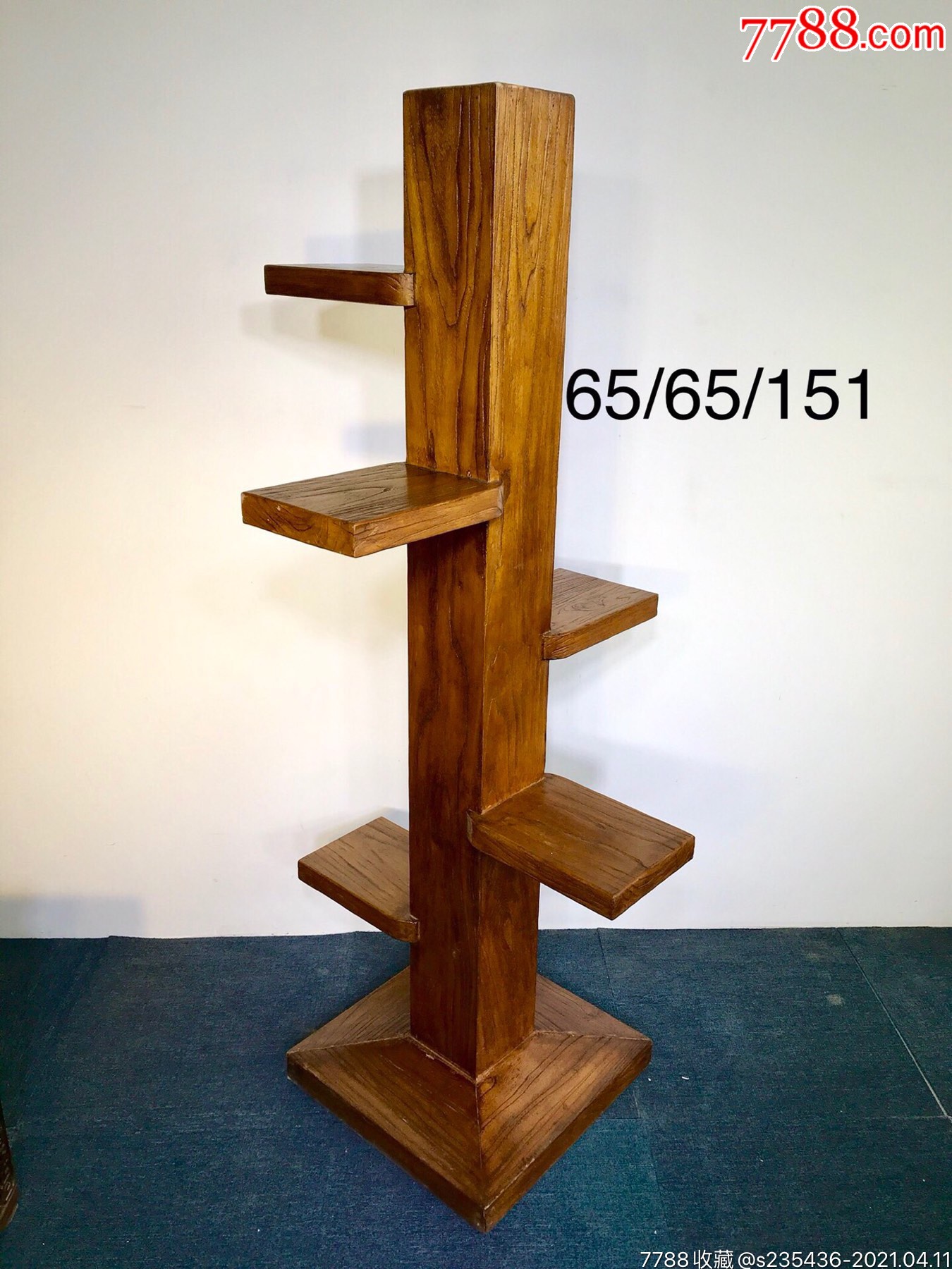 老榆木异形花架,创意花架,高低架,尺寸65/65/151