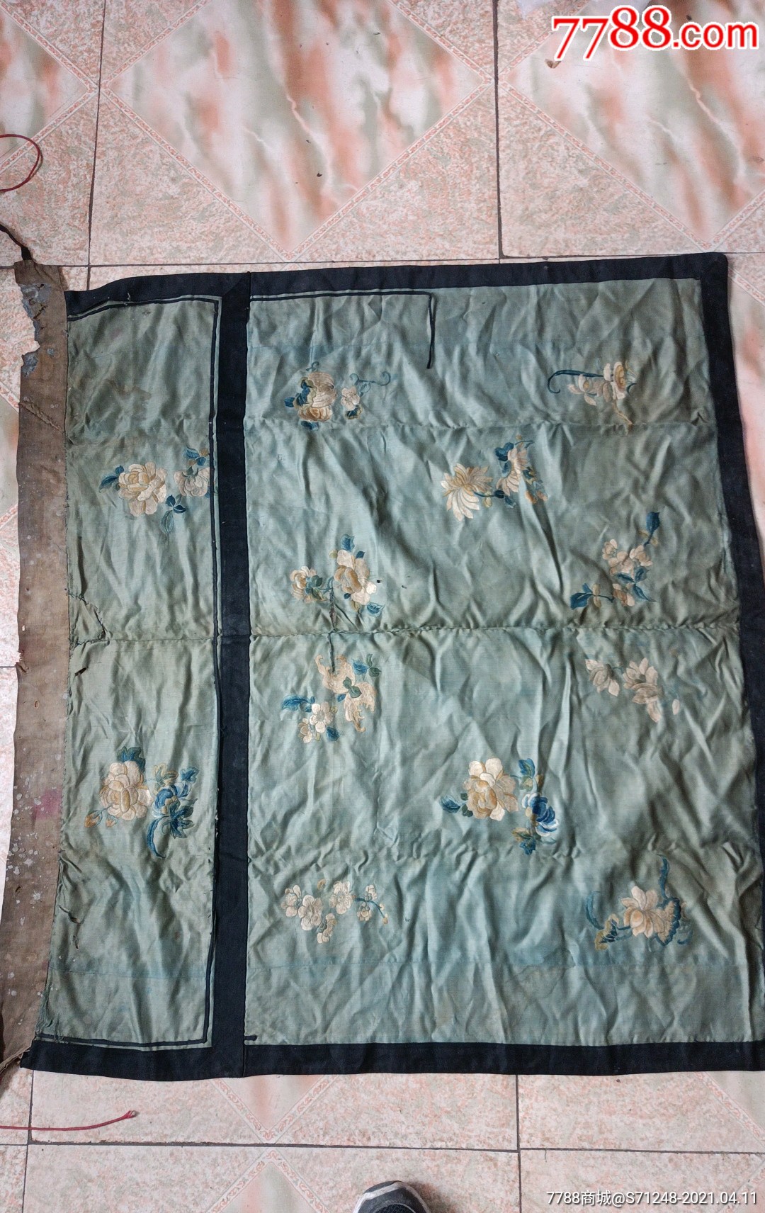 清代老绣花桌围子一个
