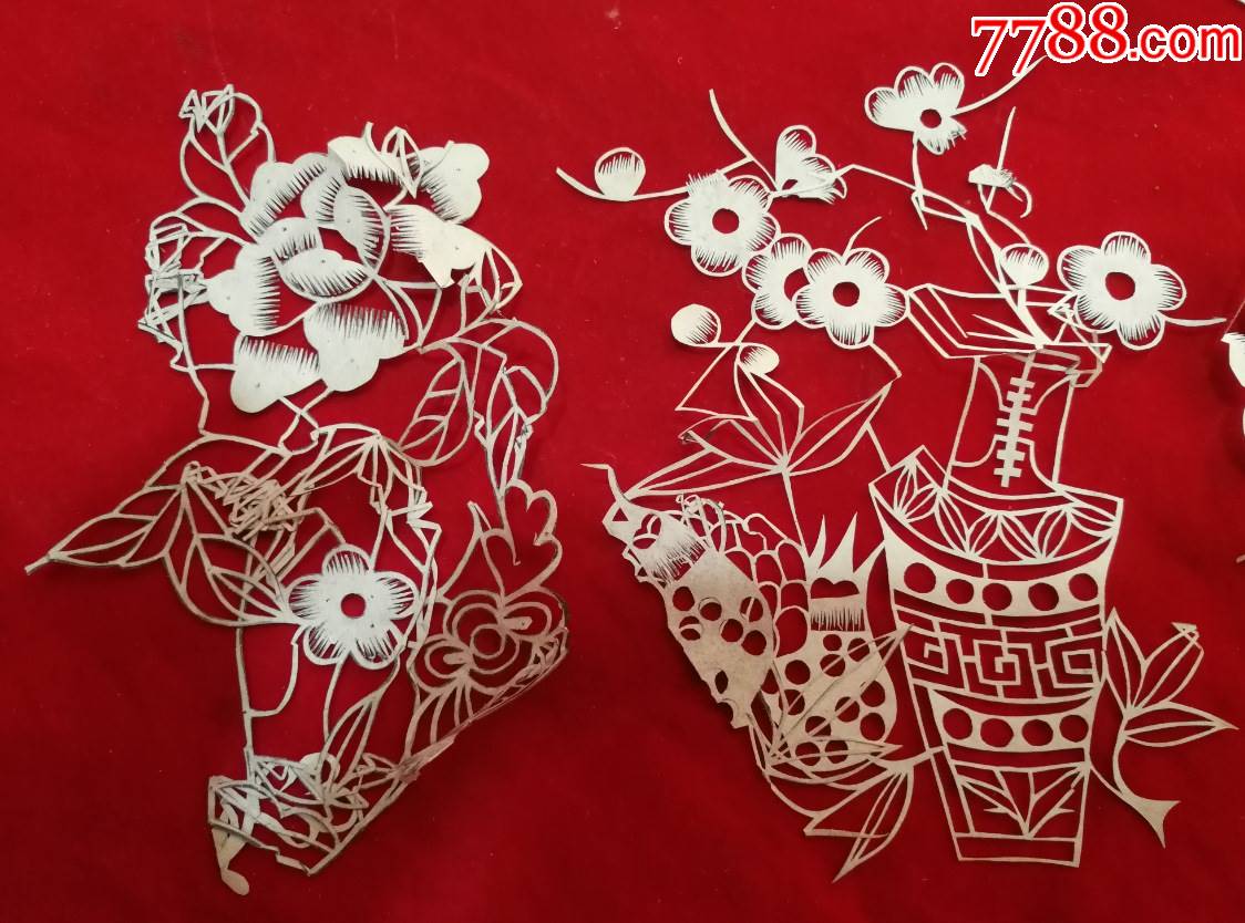 特价处理民国老剪纸一堆花篮龙图案共48元包老保真怀旧