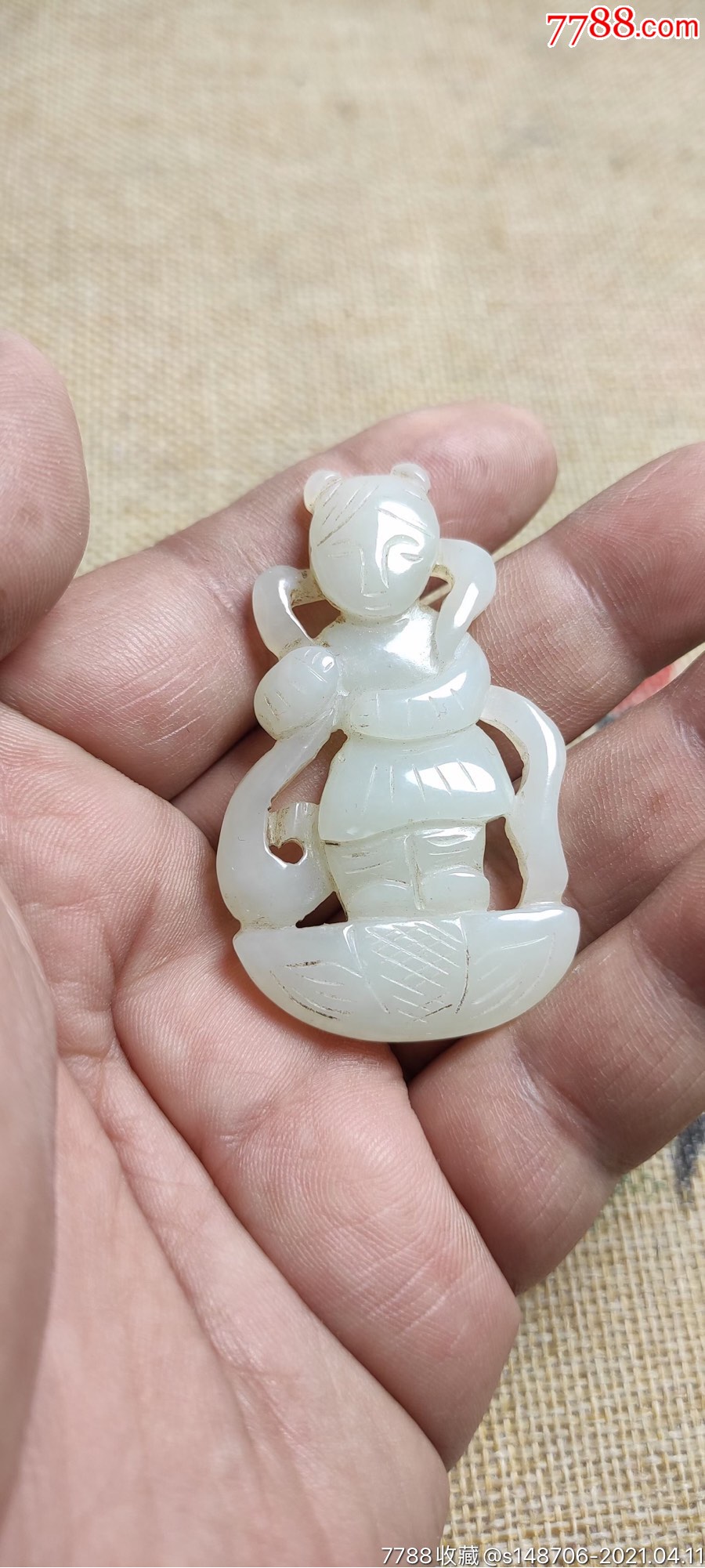 旧藏和田玉童子玉佩