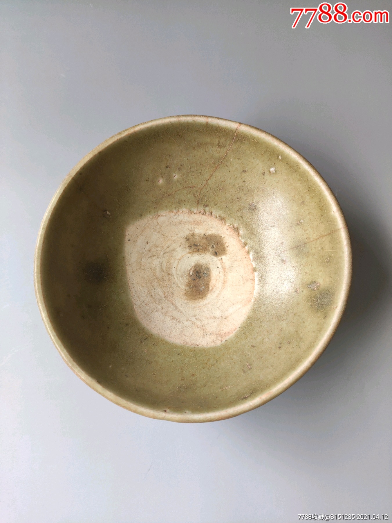 宋代吉州窑早期绿釉茶盏釉色漂亮学习好标本喜欢的不要错过细节如图