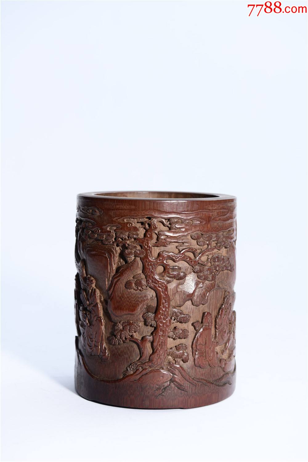 名家竹雕人物笔筒