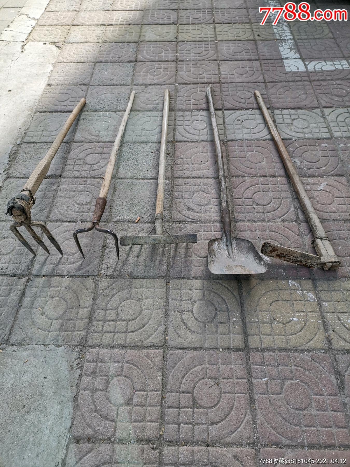 农用工具:铁锨,两齿耙,三齿耙,五齿耙共五件
