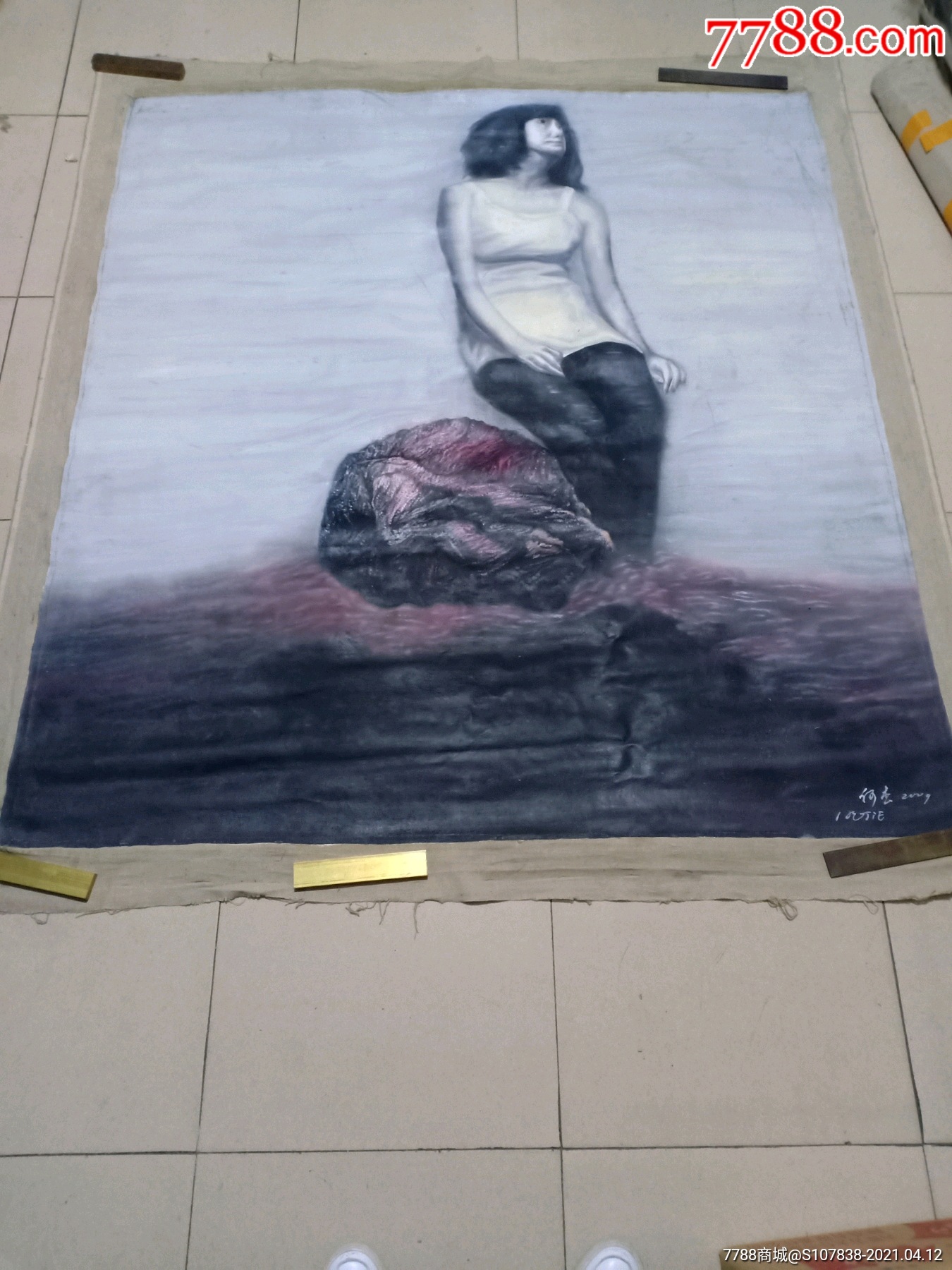 名家油画何杰2009年作品鼠年画有两只老鼠保真迹绷框170150厘米有画家