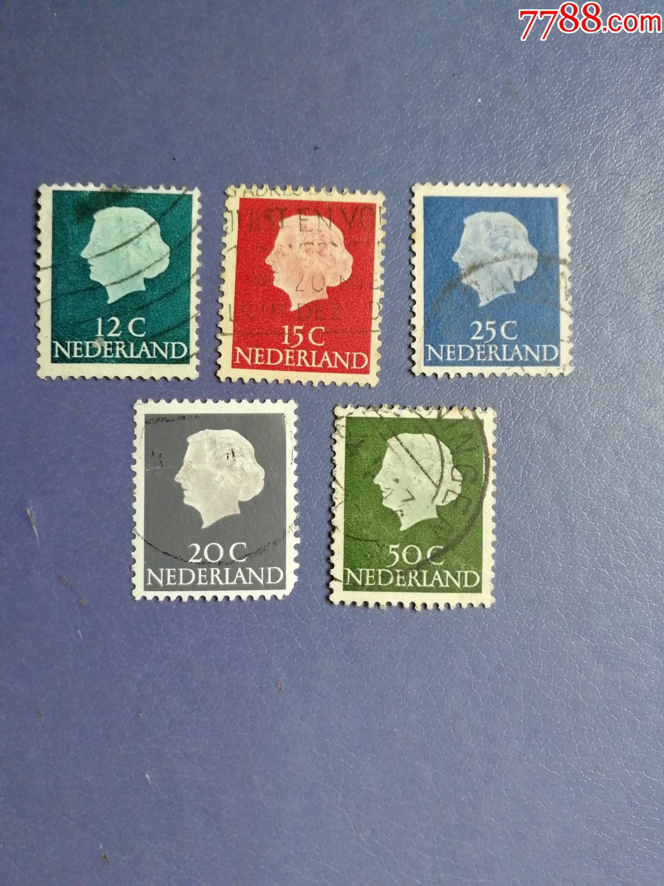 荷兰邮票女王邮票5枚信销