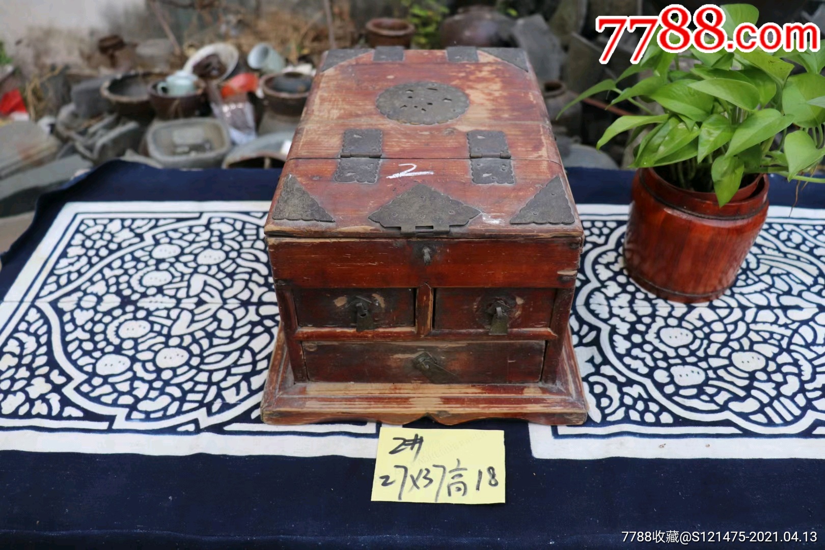 民俗老物件一线货源收购高年份清代老木梳妆盒特价580元包邮