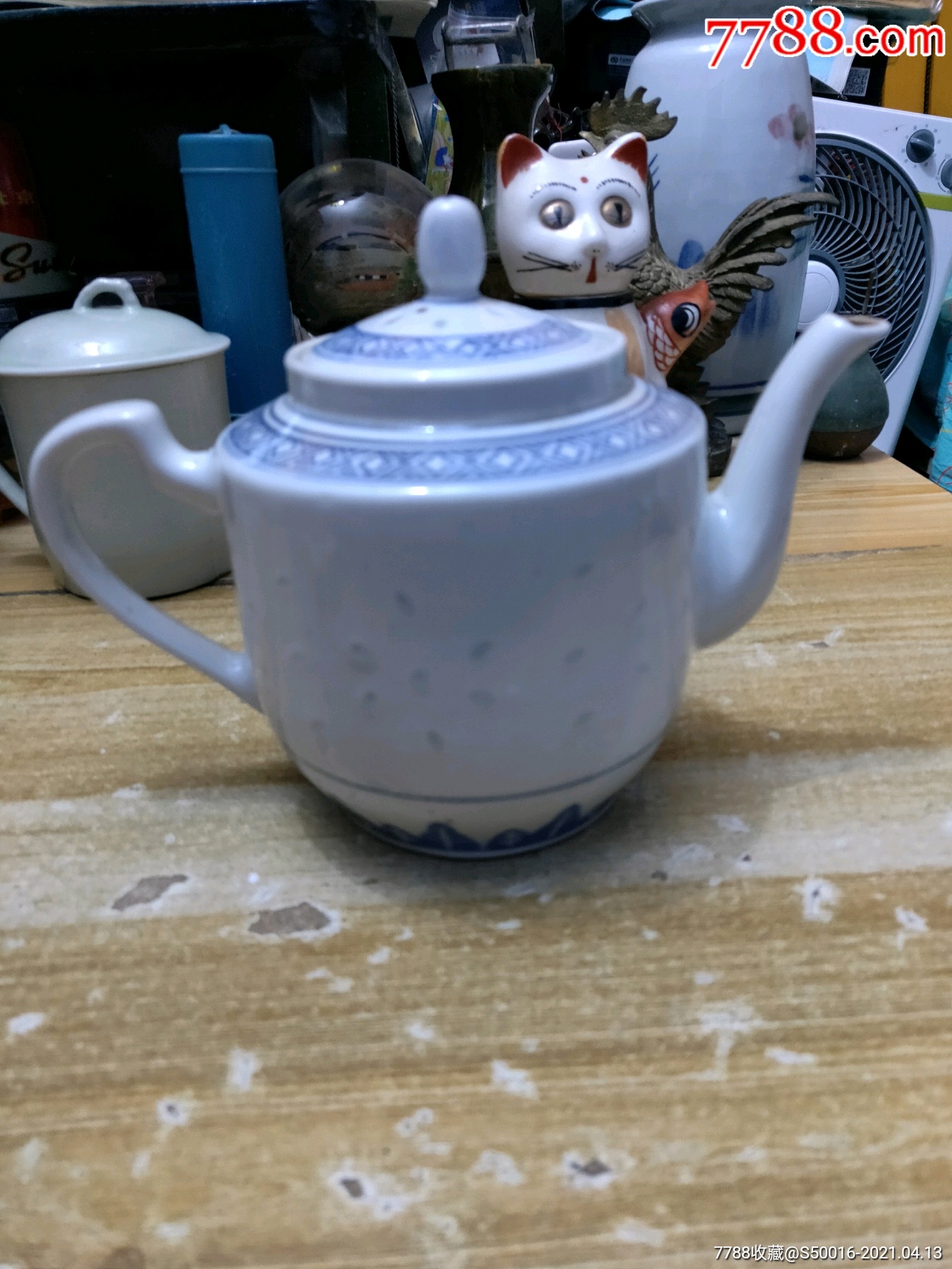 80年代景德镇青花玲珑壶一把完整没有磕碰