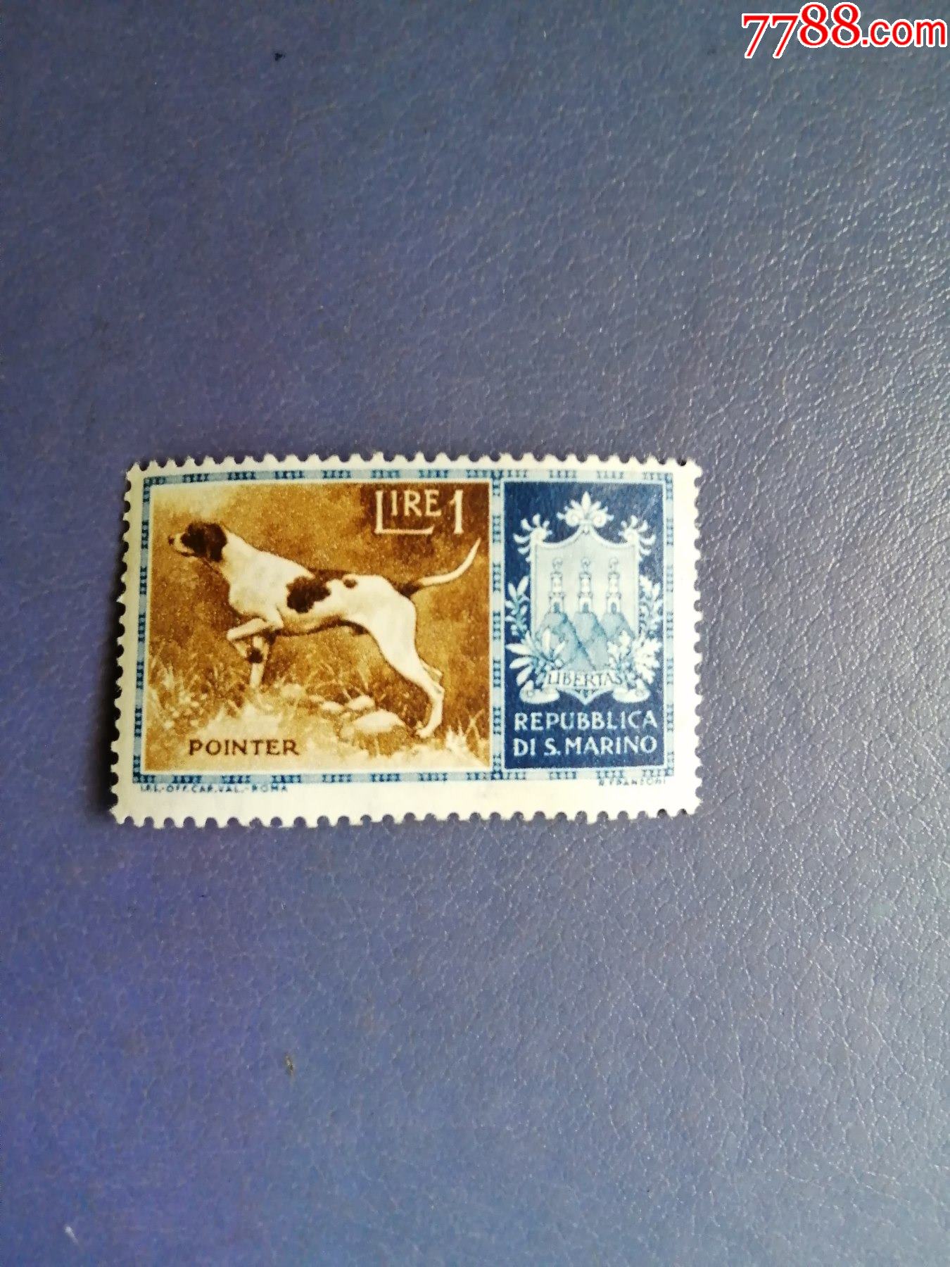 圣马力诺邮票1956年宠物狗纯种名犬(无邮戳新票)