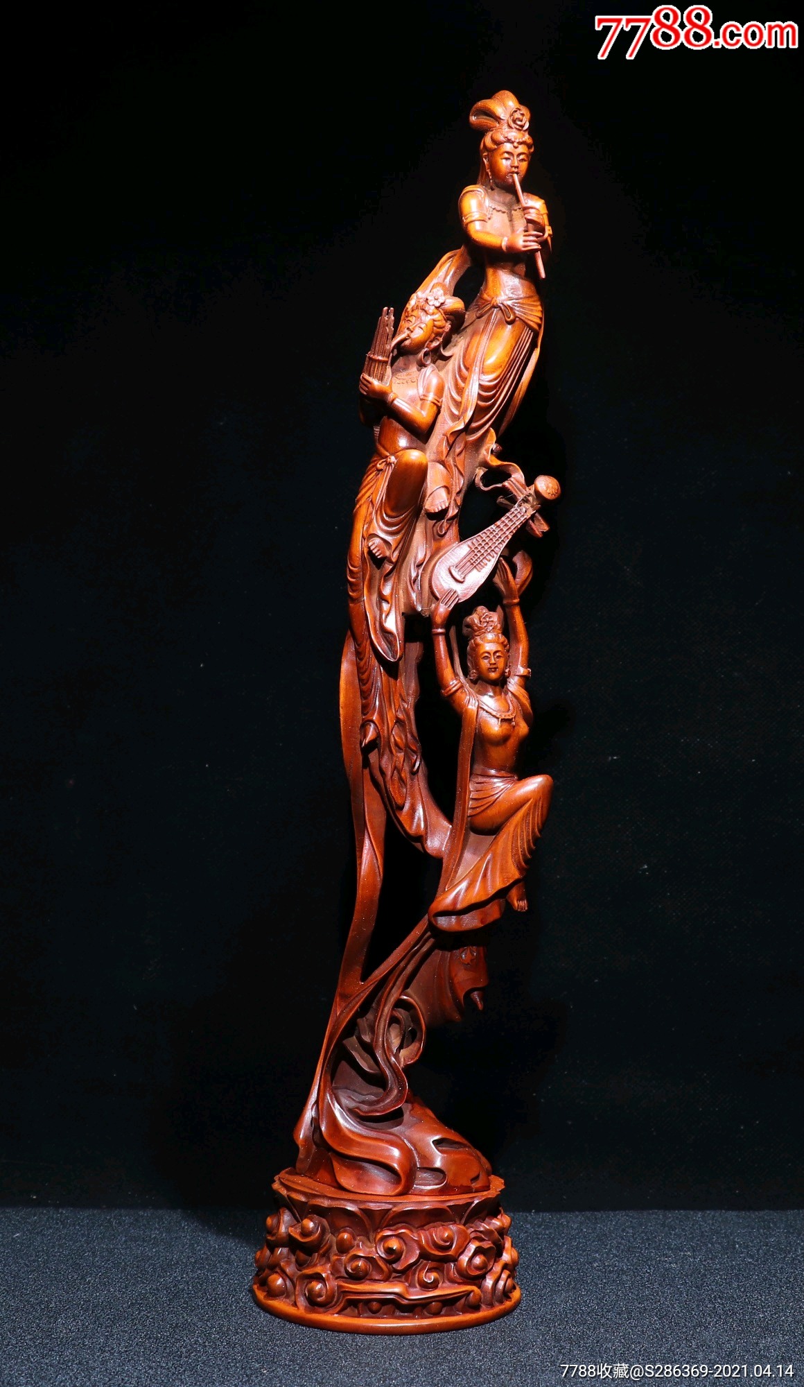 黄杨木飞天女神_木佛像/人像_第1张_7788字画网