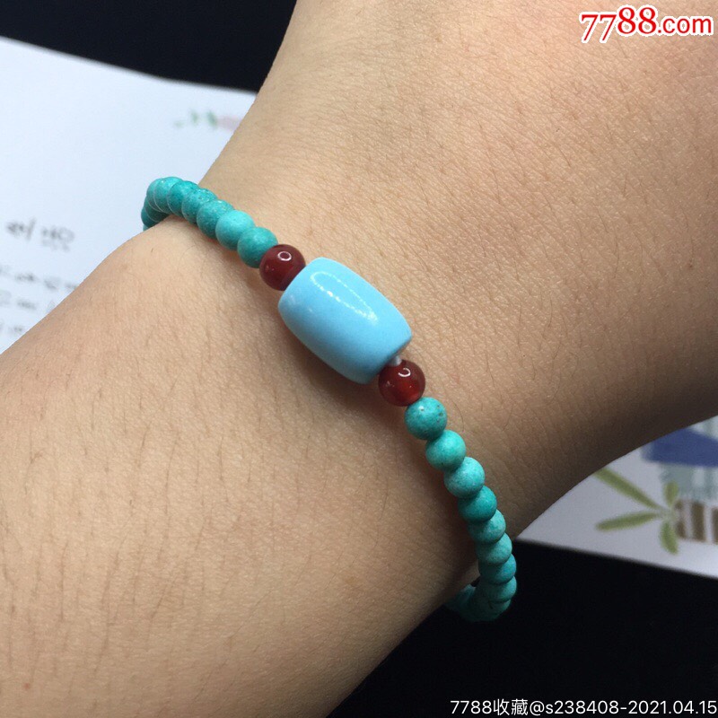 绿松石圆珠手链搭配松石桶珠