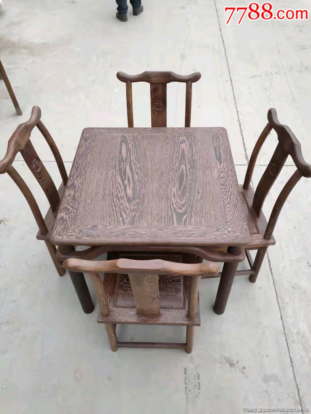 鸡翅木茶桌一套,原木色,做工精致,纹理清晰,全品牢固