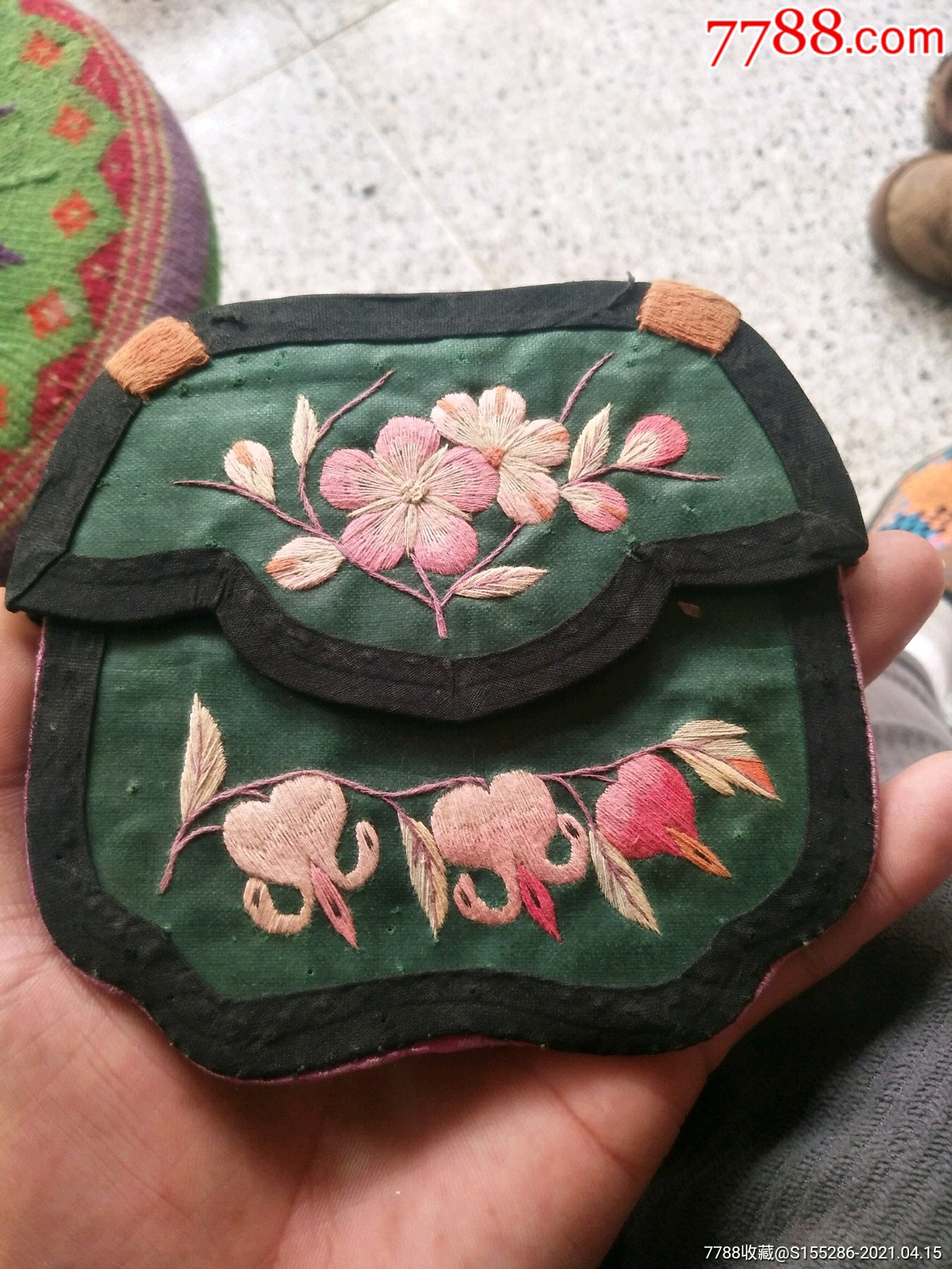 清代双面工艺绣花荷包,过去大户人家的钱包,一流品相,包老包真