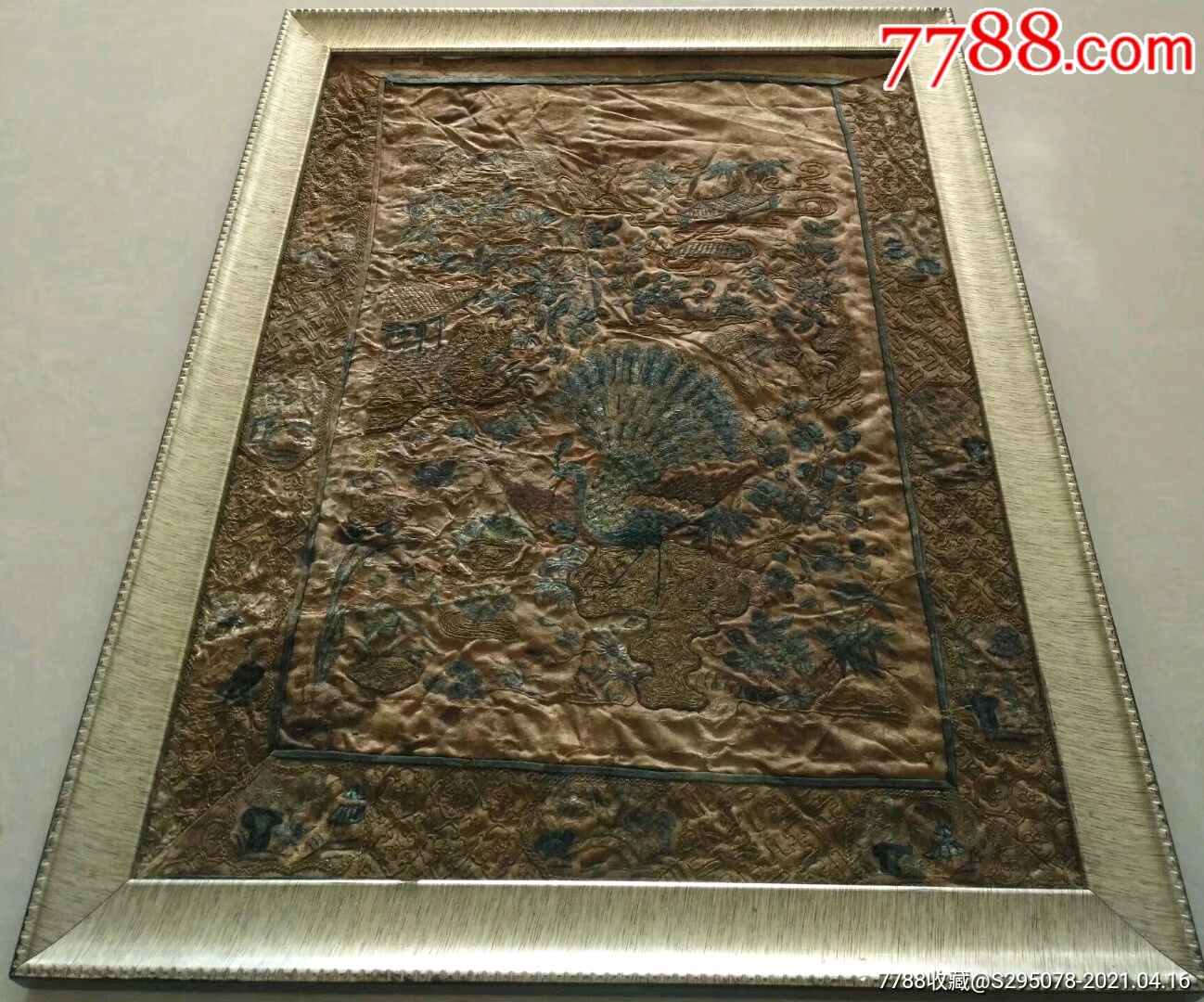 明代正三品文官朝服孔雀补子古玩古董刺绣织锦收藏品