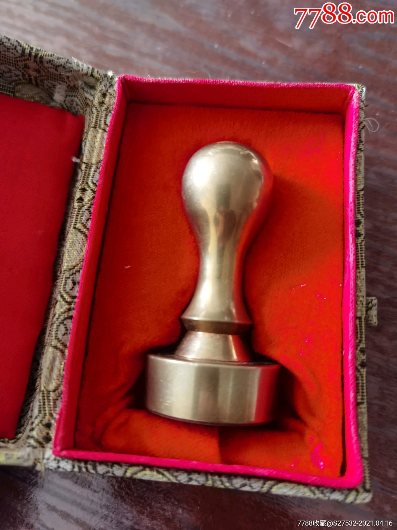 20年前公司铜印章一个原骨签锦盒