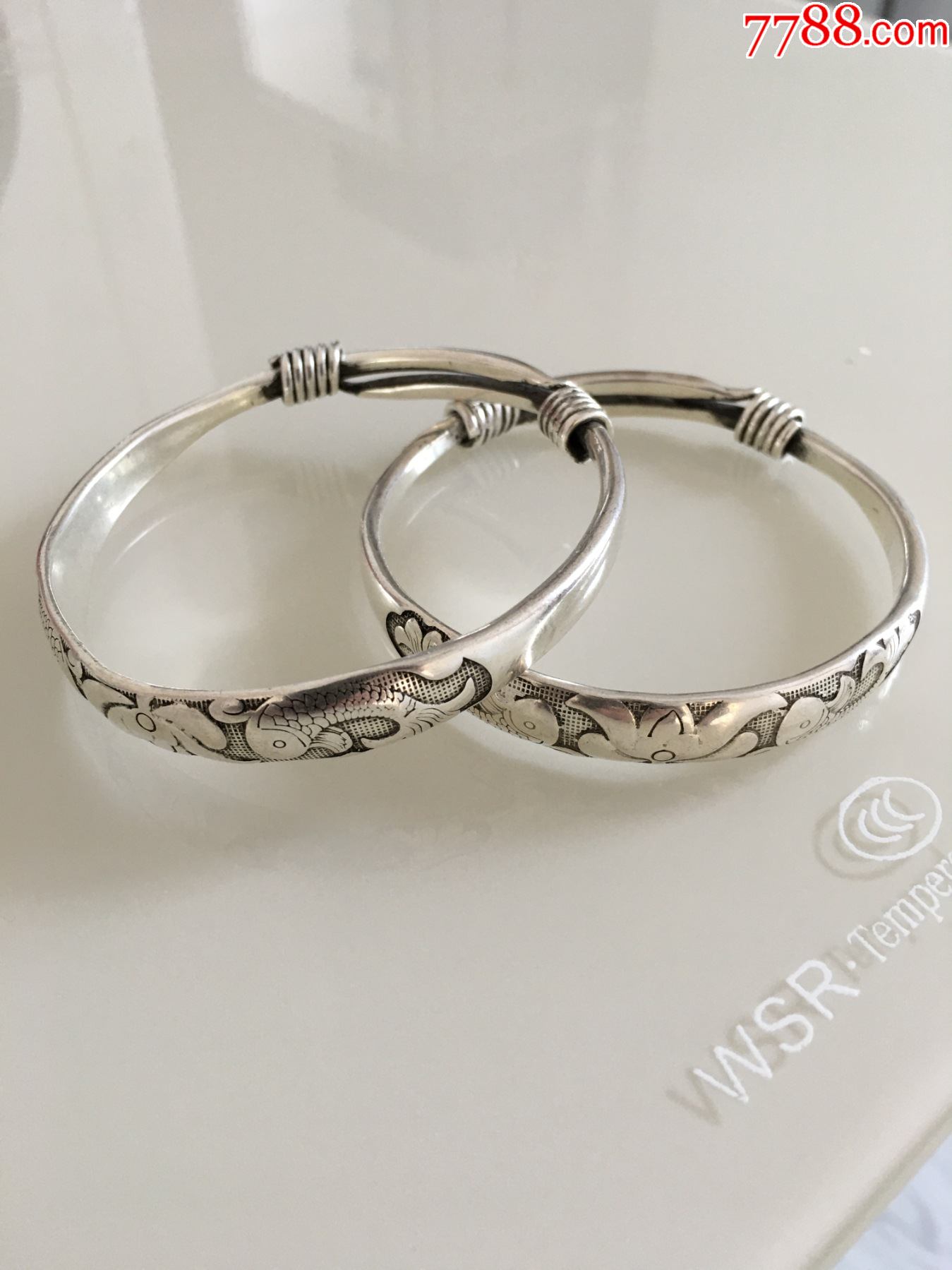 老北京张记足银手镯一对,包邮.-其他银器-7788收藏