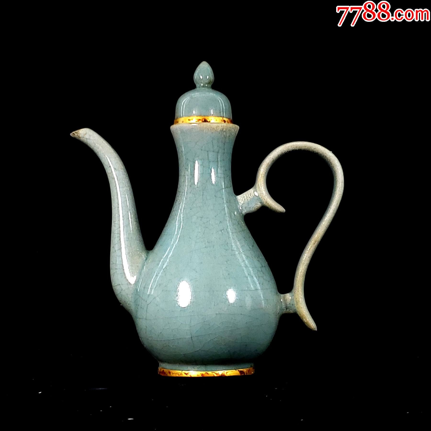 汝窑镶口执壶2219厘米工艺品