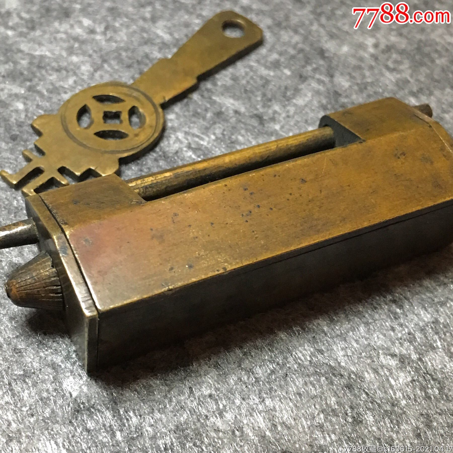 清代名家金星款老铜锁五开机关锁全品相保存完好原配钥匙