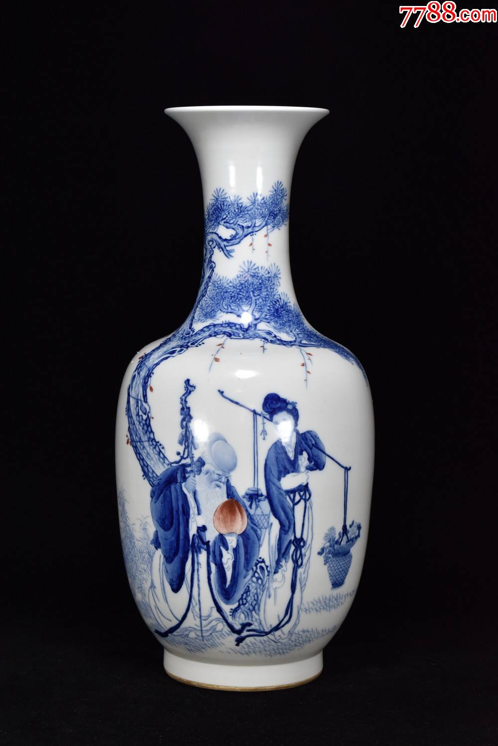 青花加彩麻姑献寿纹赏瓶高45厘米直径21厘米(工艺品)