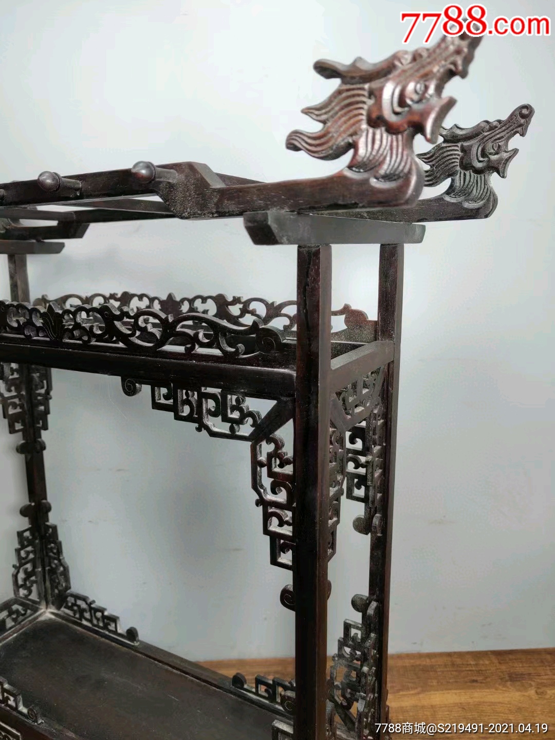 清代红酸枝木毛笔架书房摆件