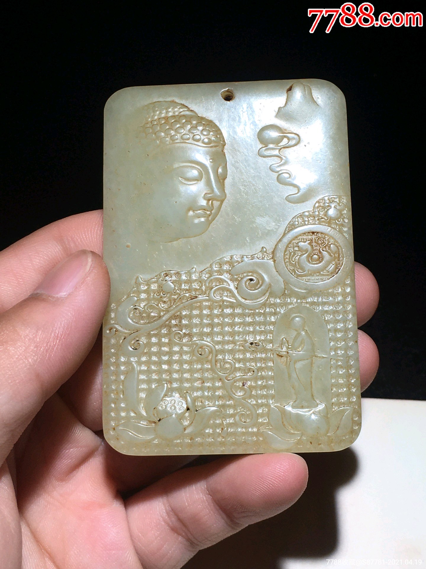 旧藏老和田玉佛像玉牌