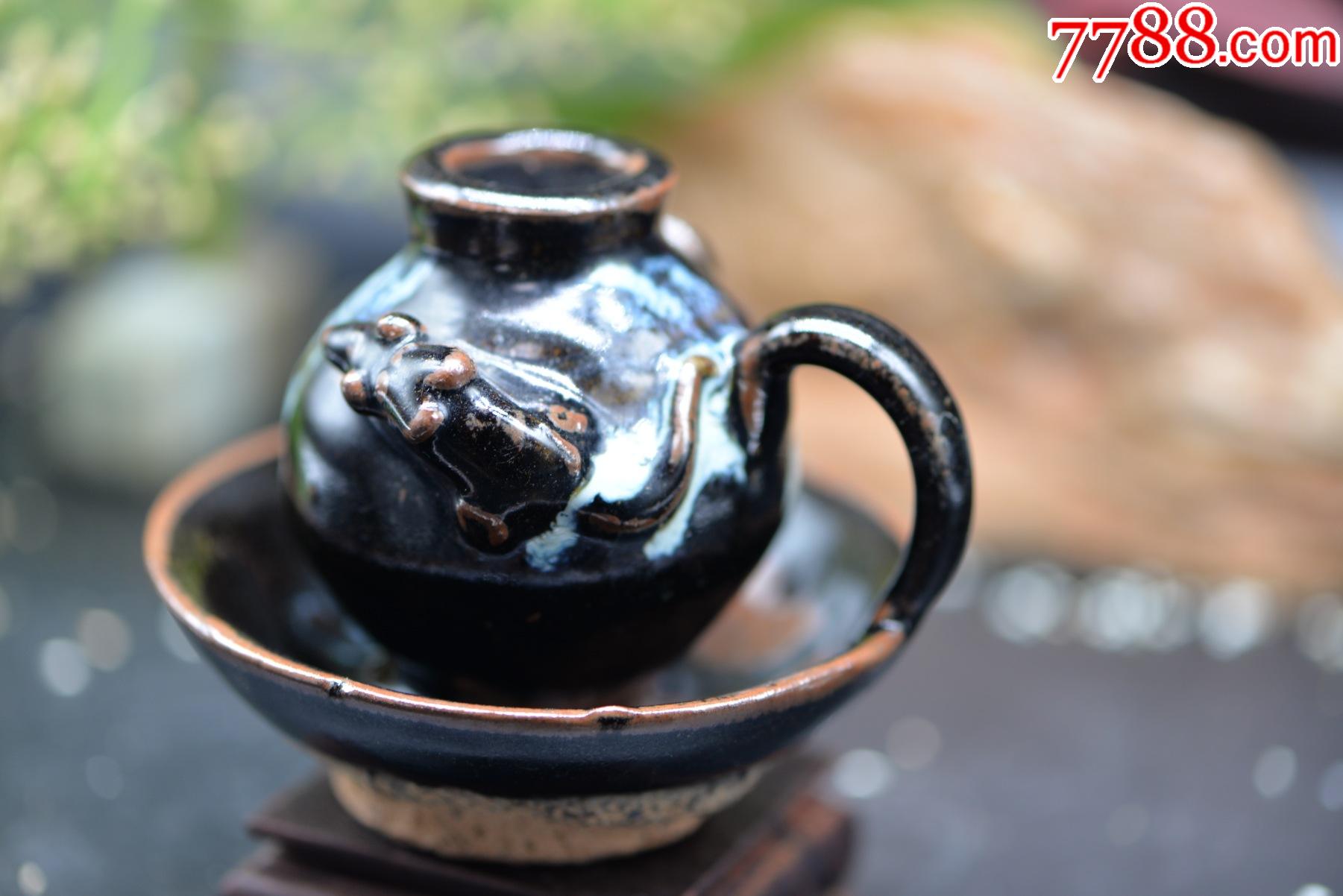 黑釉老鼠偷油油灯