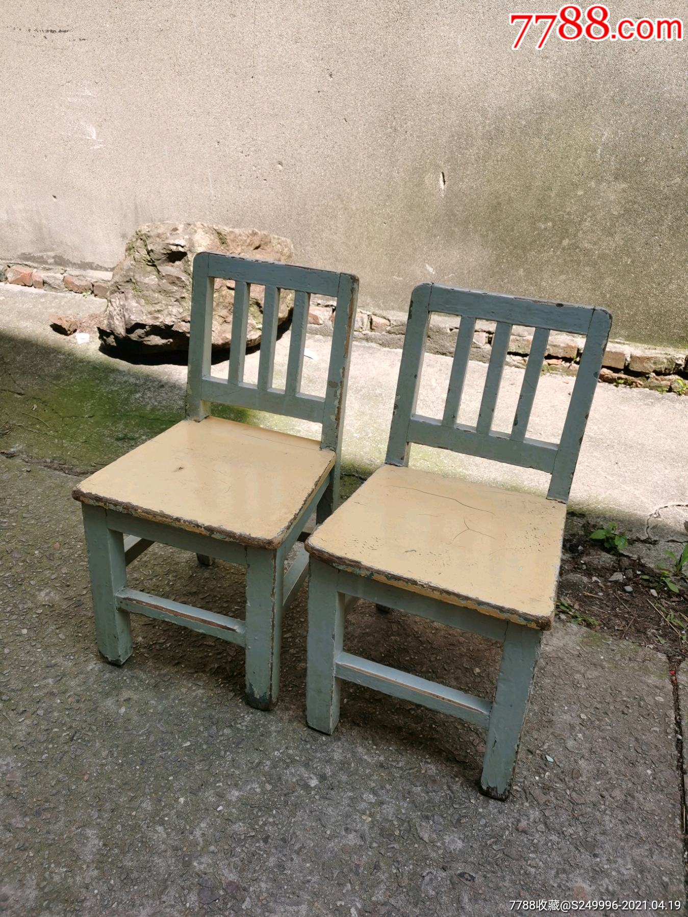 怀旧儿童小孩老靠背椅一对