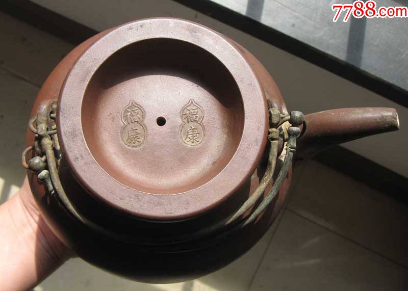 民国营口富康双旗款老紫砂壶