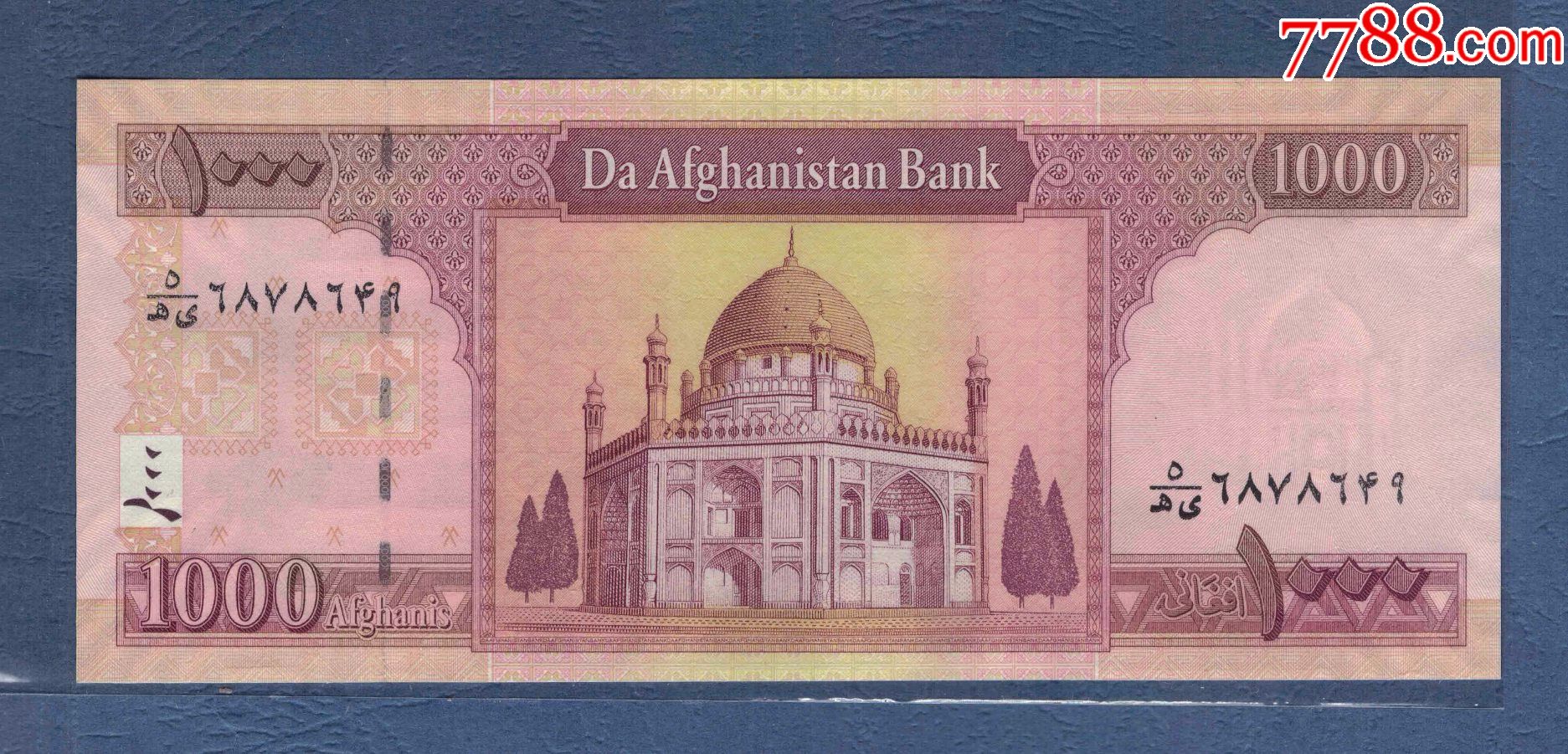 阿富汗2008年1000尼/实物扫描/unc