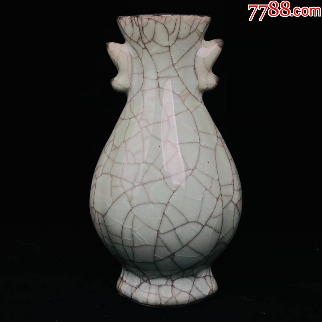 官瓷双耳花瓶高27厘米厘米直径14厘米工艺品