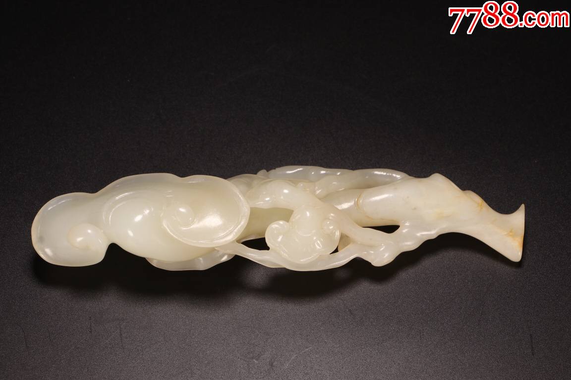 和田玉灵芝如意摆件