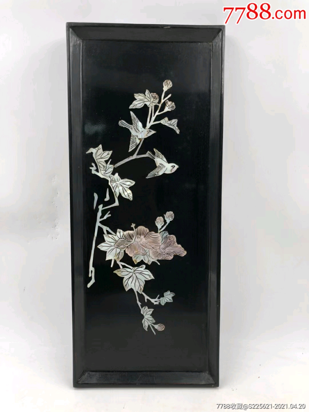 大漆嵌螺钿花鸟纹挂屏