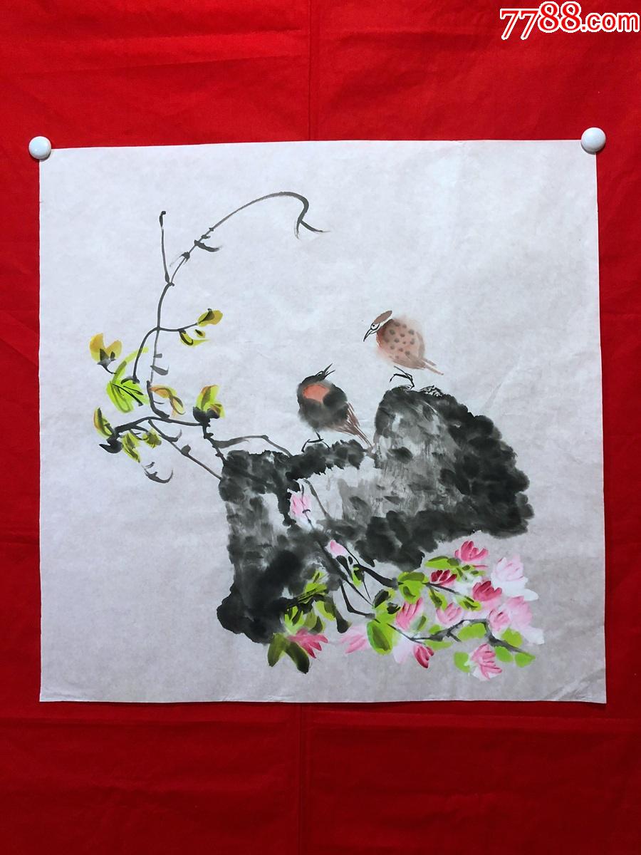 书画12002,无款花鸟画,四尺斗方