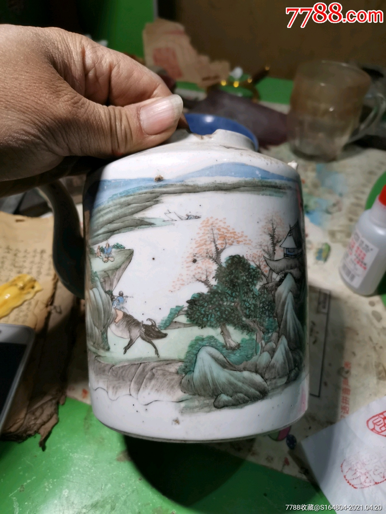 金竹轩的人物山水壶-彩绘瓷/彩瓷-7788收藏