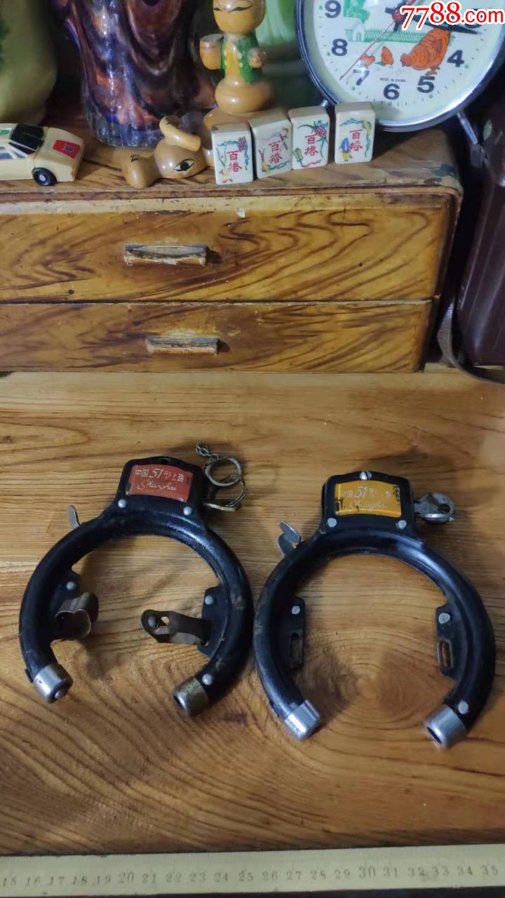 上世纪70-80年代老式51型自行车老车锁2只合售好品民俗怀旧老物品.