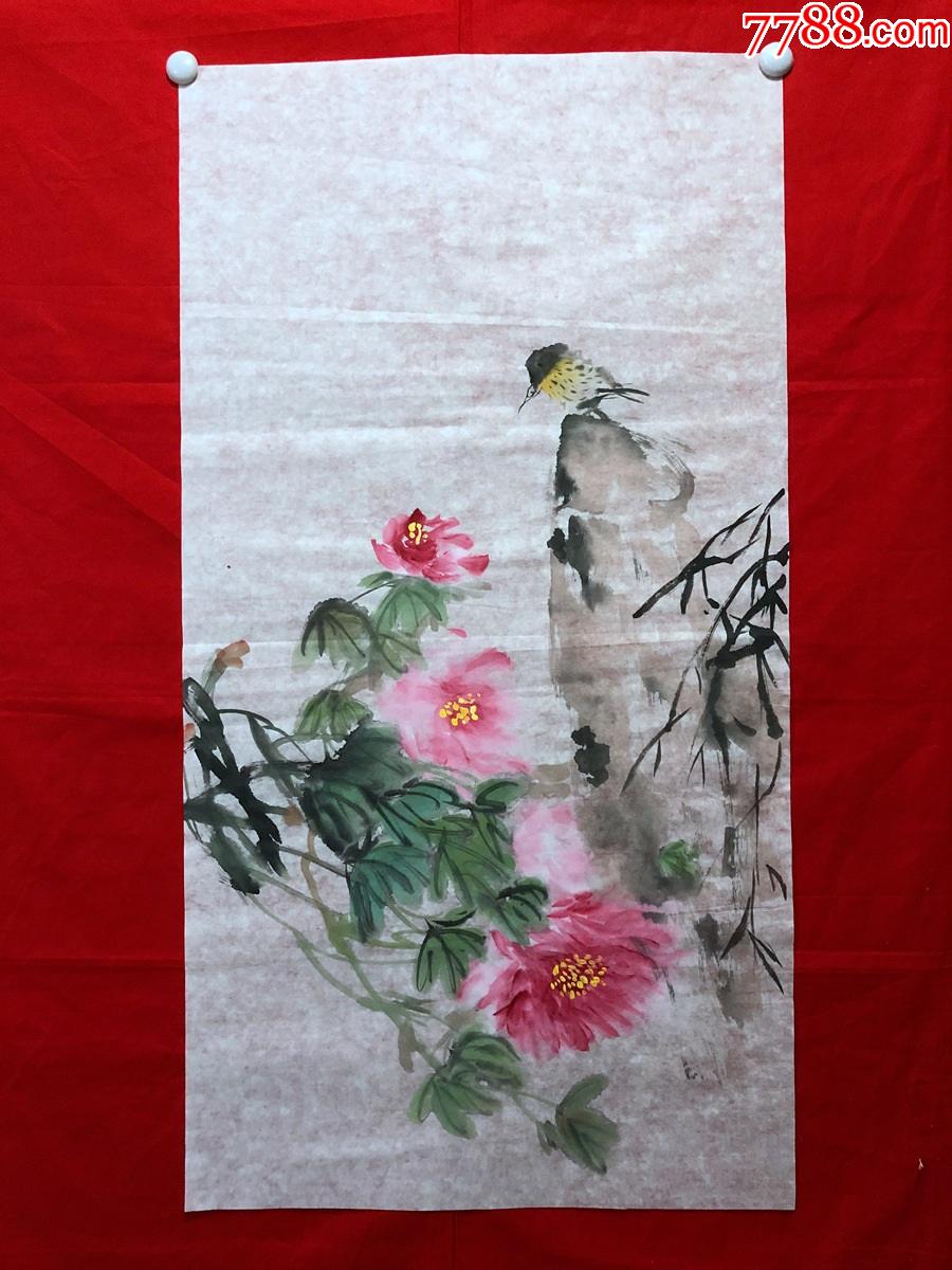 书画12042无款花鸟画三尺全开