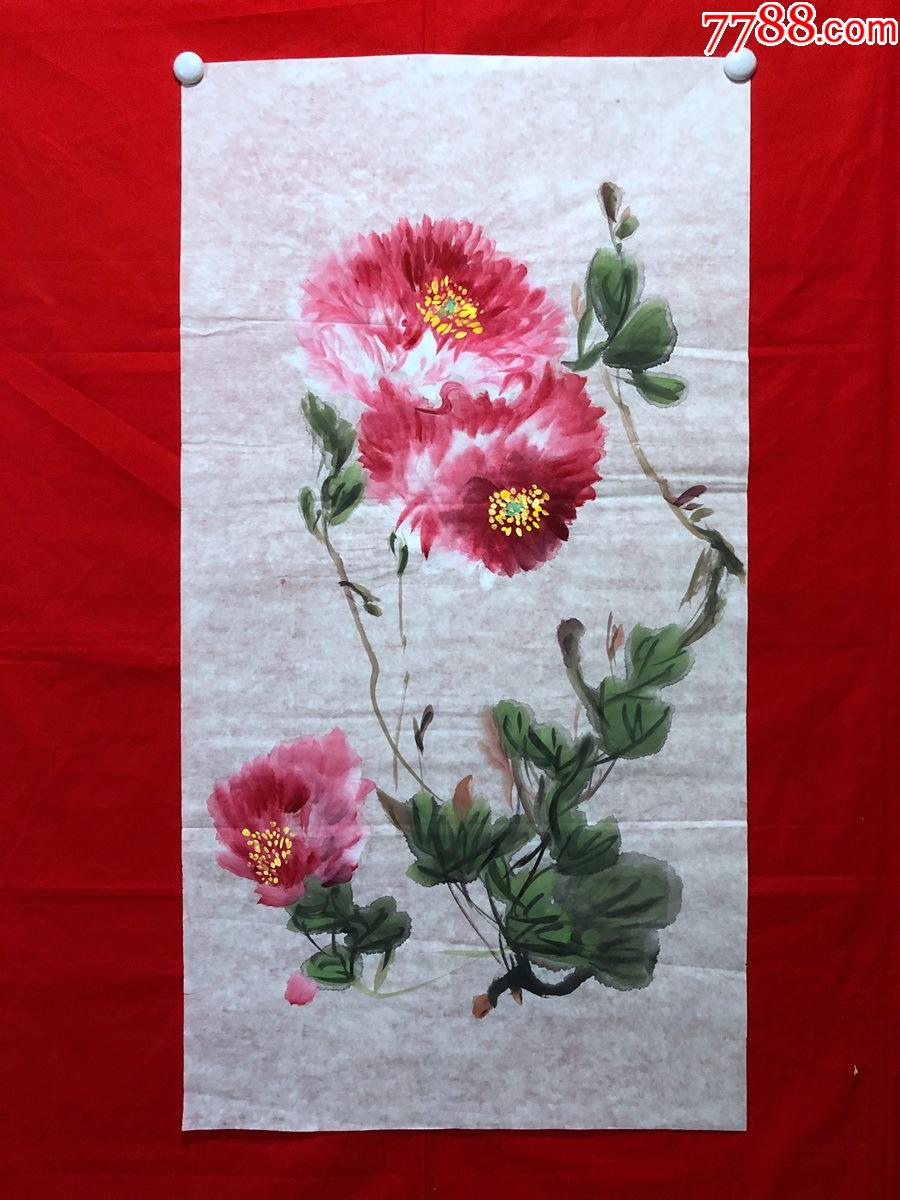 书画12046无款花鸟画三尺全开