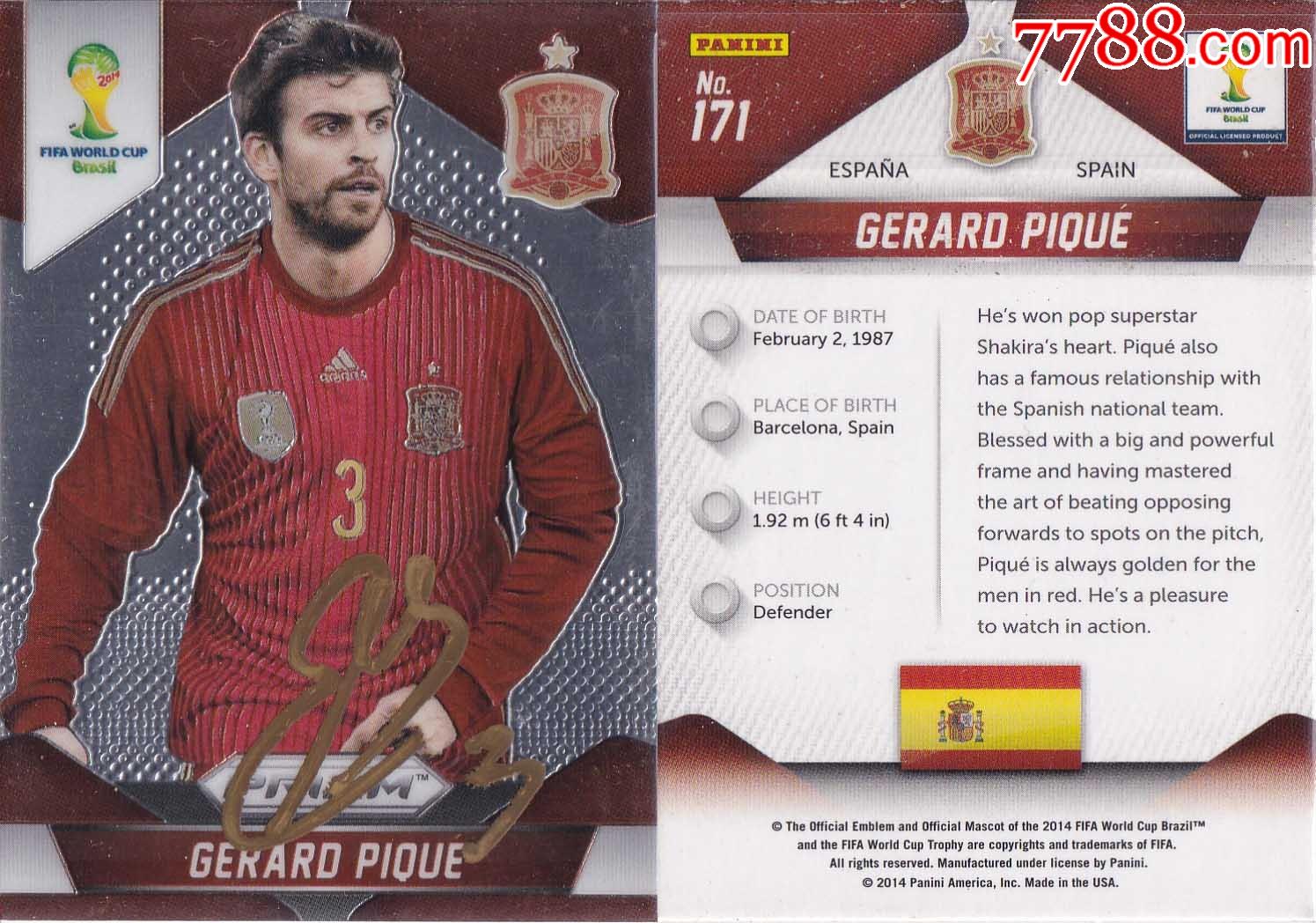 官方正品球星杰拉德皮克亲笔签名送礼佳品生日礼物珍藏