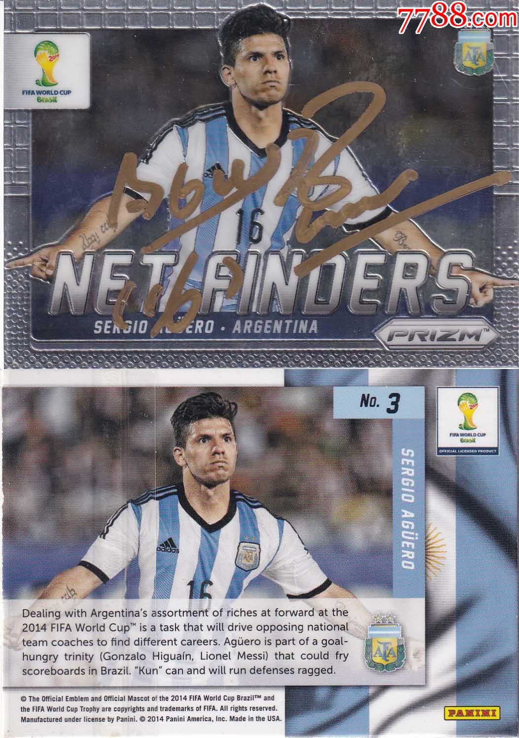 官方正品b球星阿奎罗亲笔签名送礼佳品生日礼物珍藏