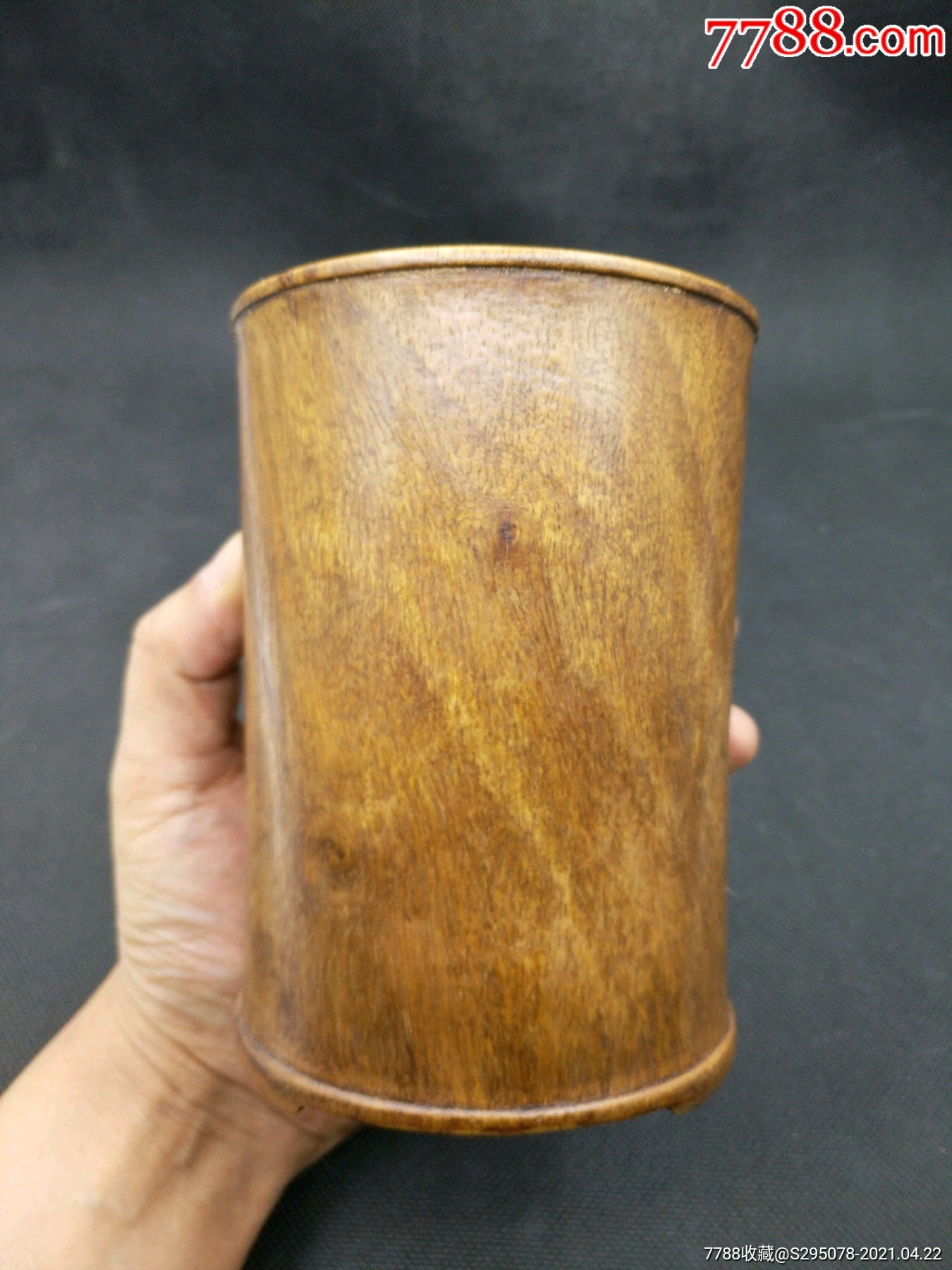 清代海南黄花梨糠梨文房笔筒木雕木器古玩古董收藏品