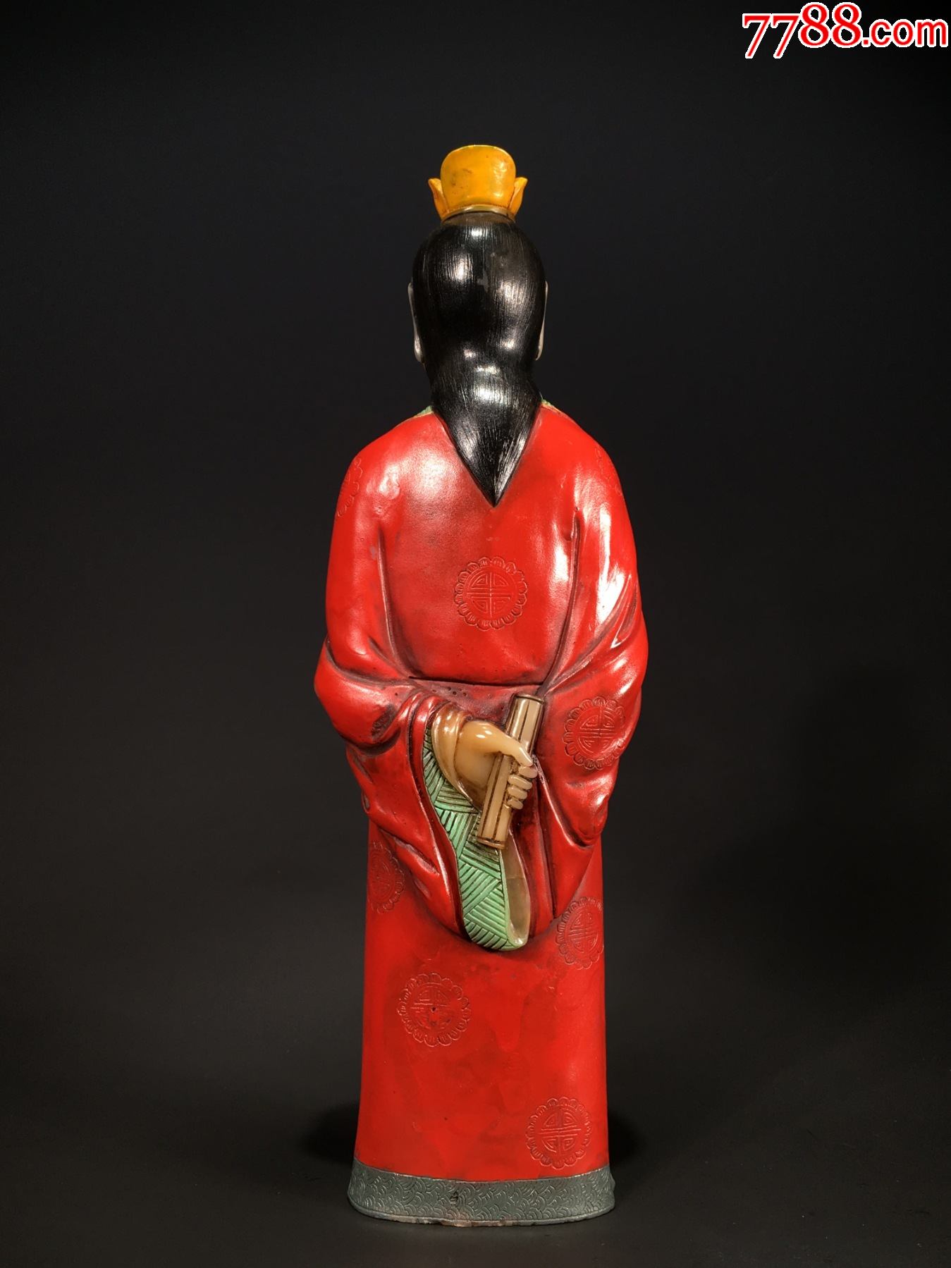 老寿山石芙蓉石施彩贾宝玉立像老坑寿山石雕摆件明清寿山石