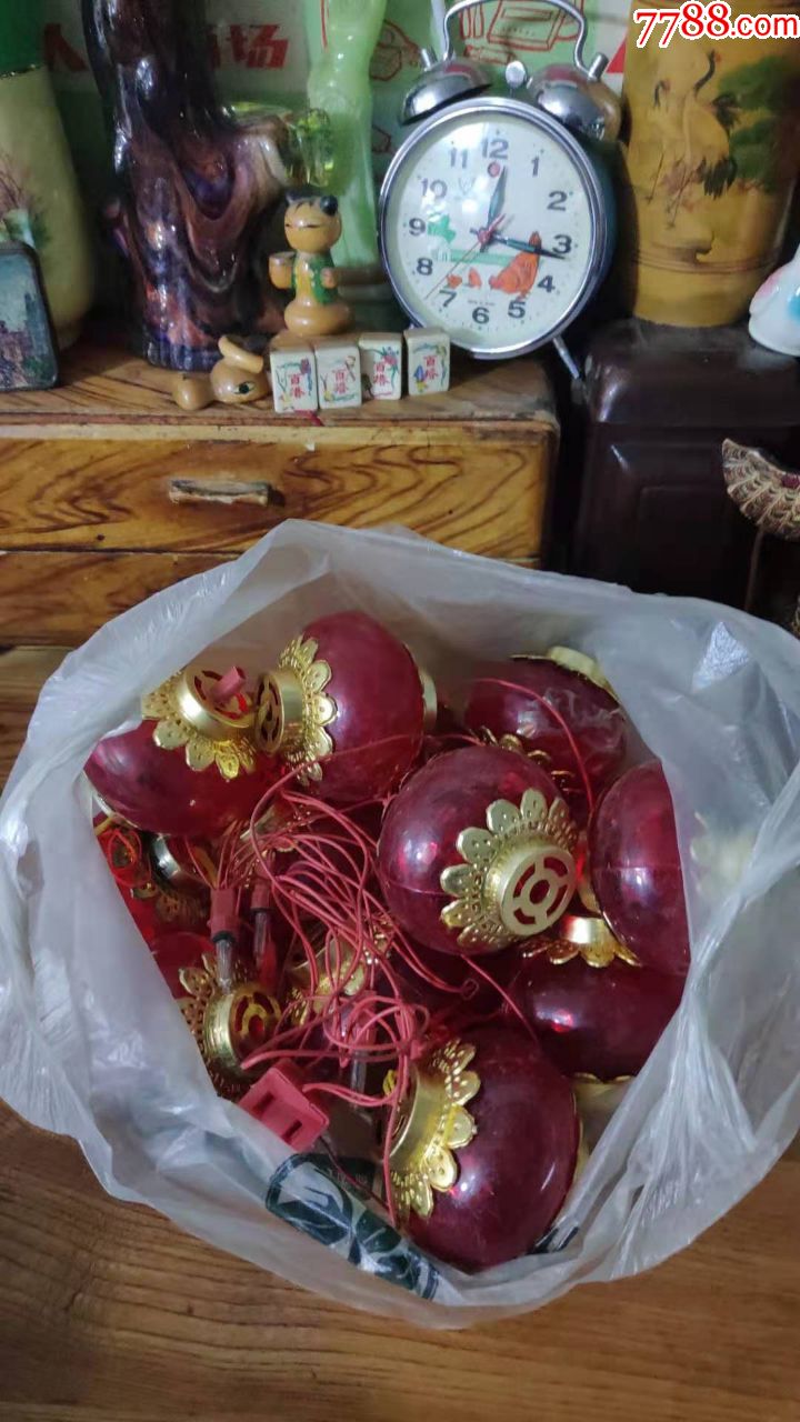 上世纪90年代塑料小灯笼串灯配件一组民俗怀旧老摆件