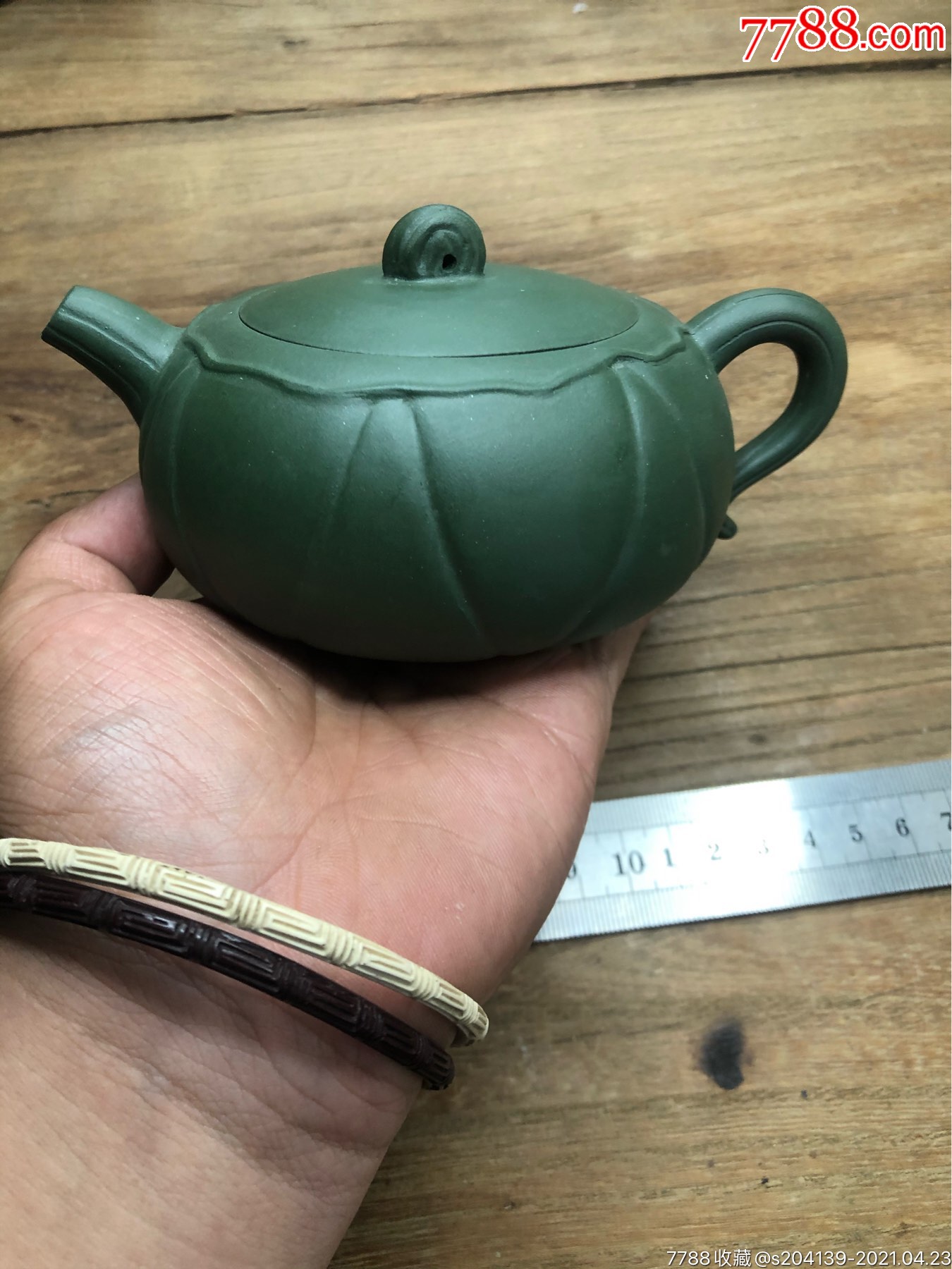 紫砂壶荷叶壶原矿民国绿泥