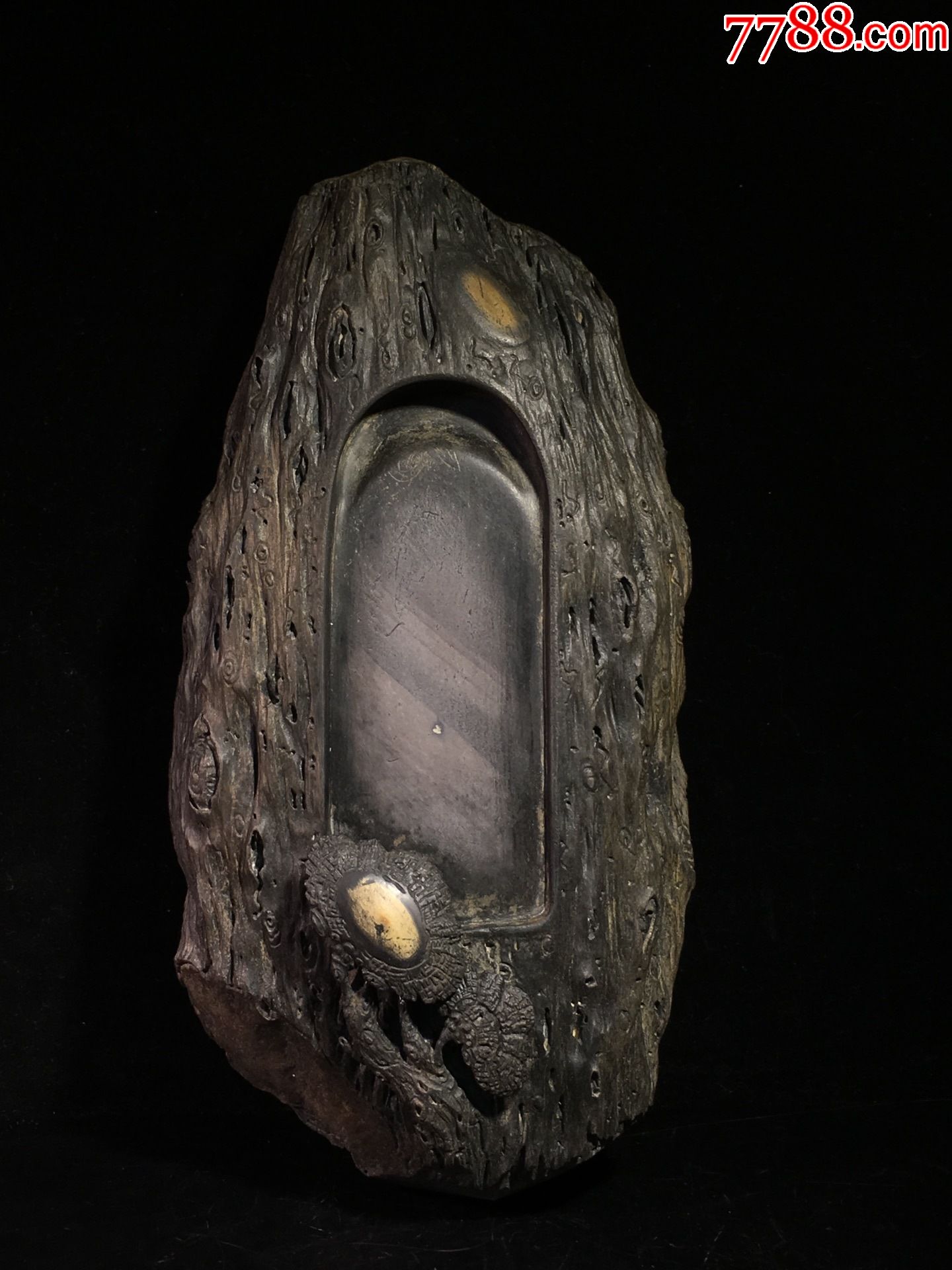 旧藏端石灵芝如意树桩端砚