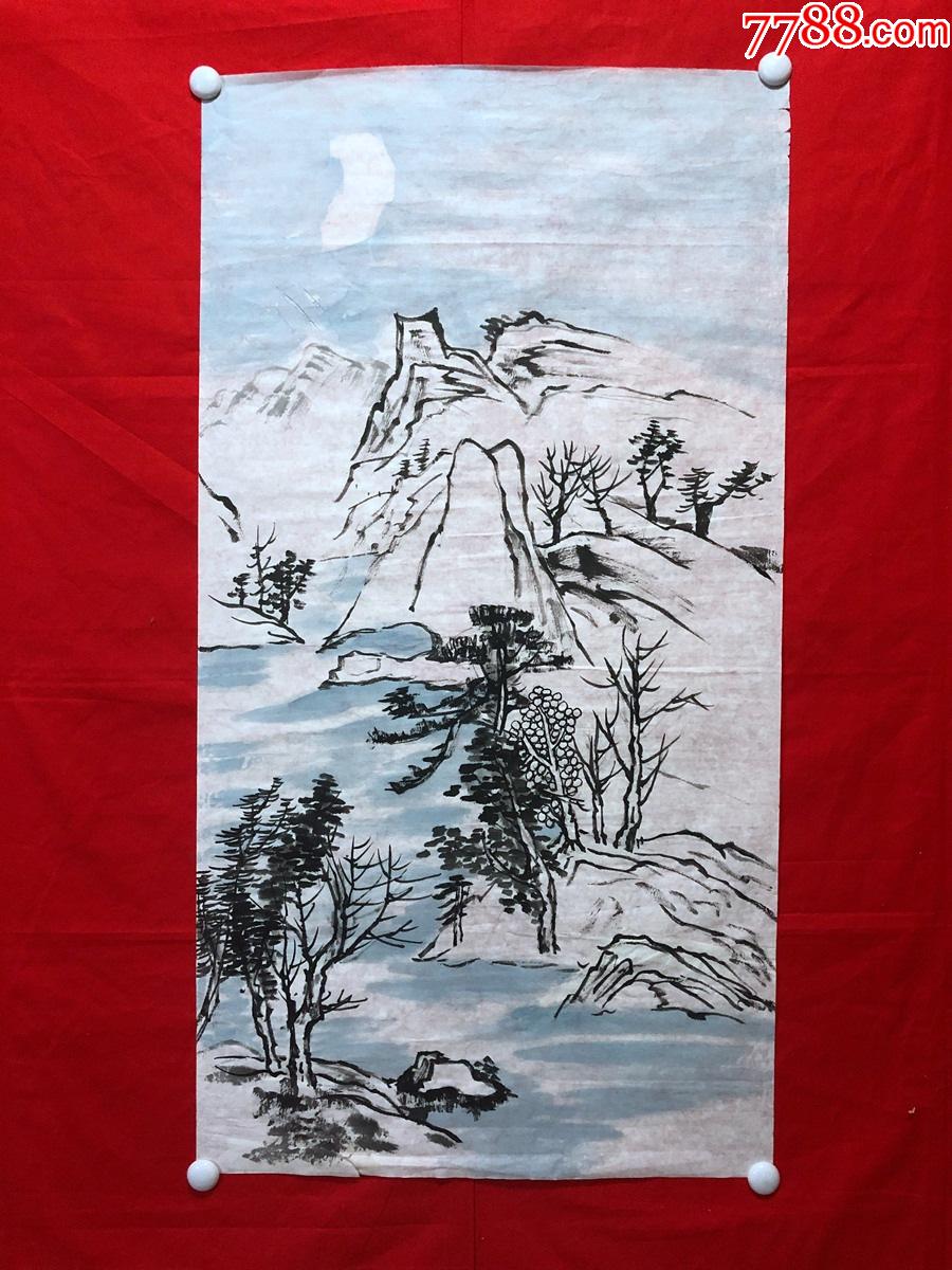 书画12099无款山水画三尺全开