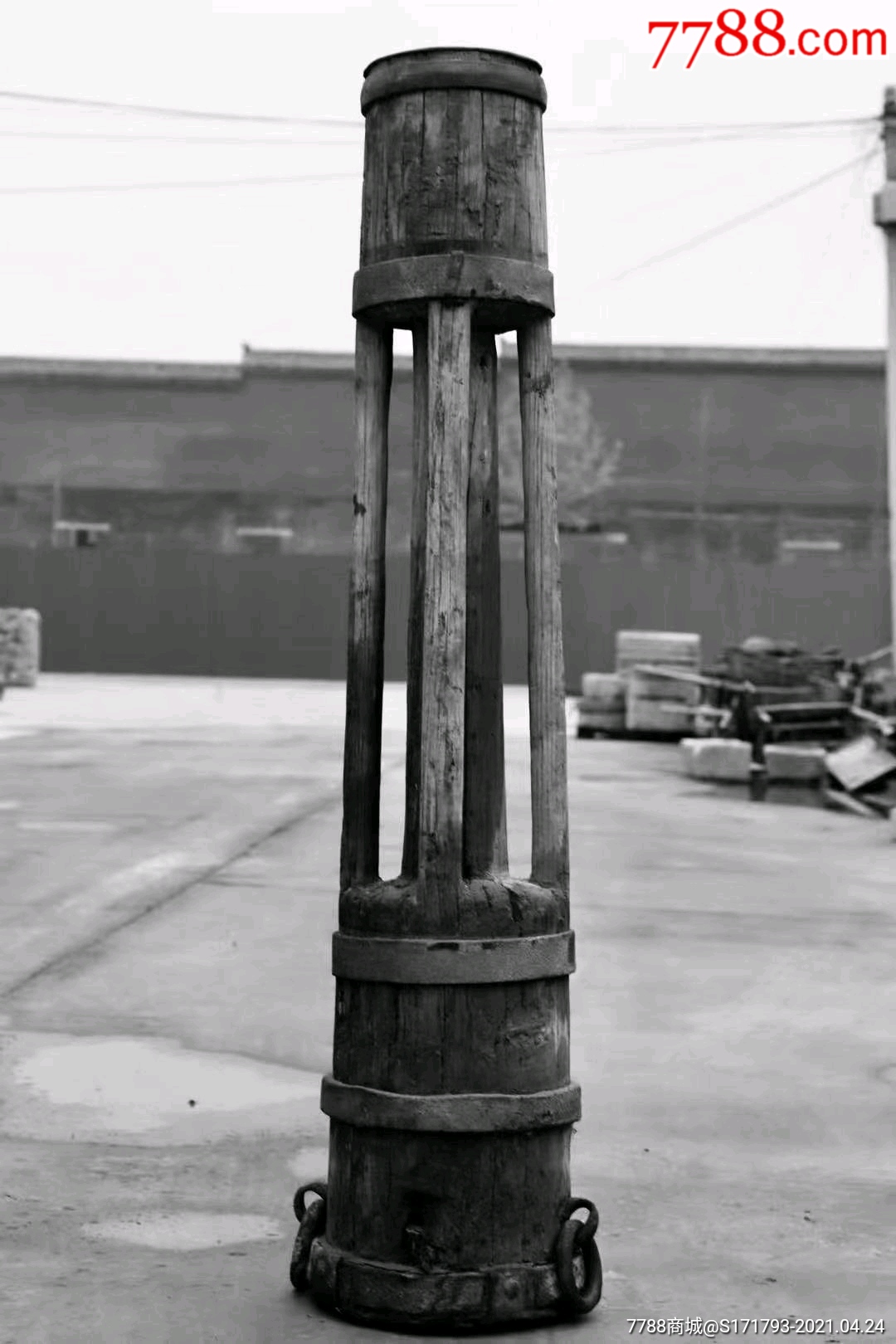 民俗老物件,木夯,高1.48米重150斤